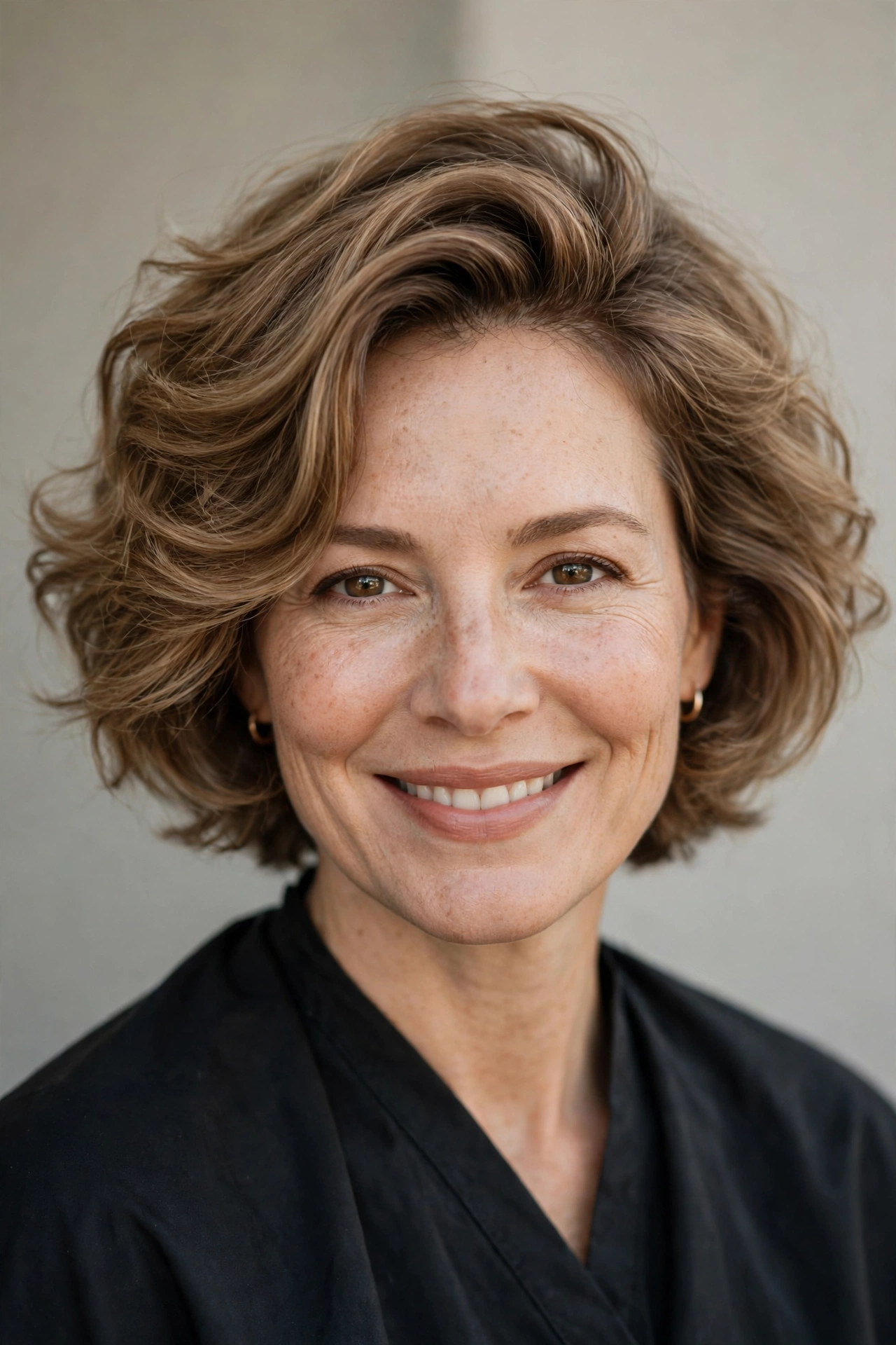 Soft chin length bob styled with volume after growing out a very short cut