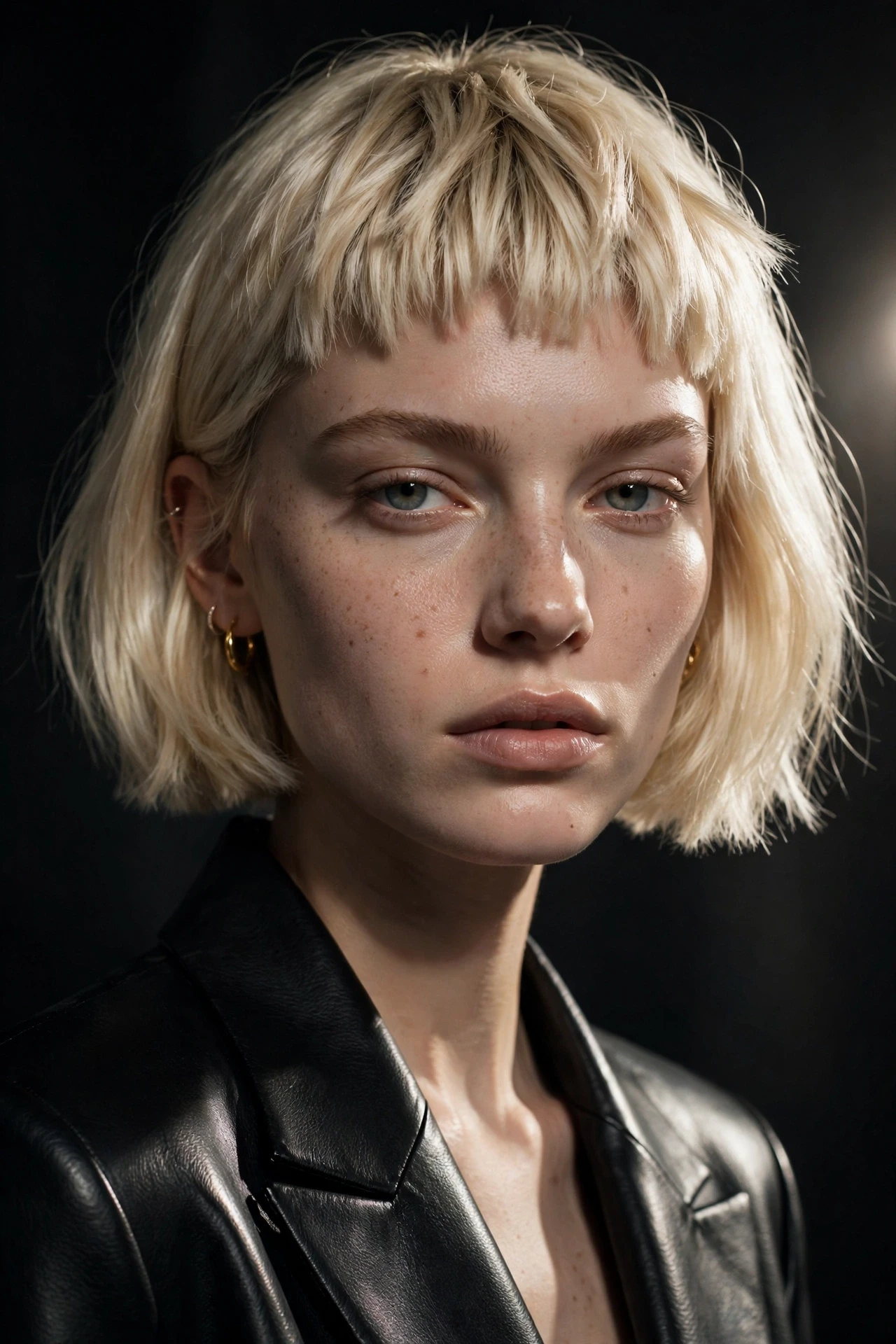 Creamy blonde french bob with textured micro bangs