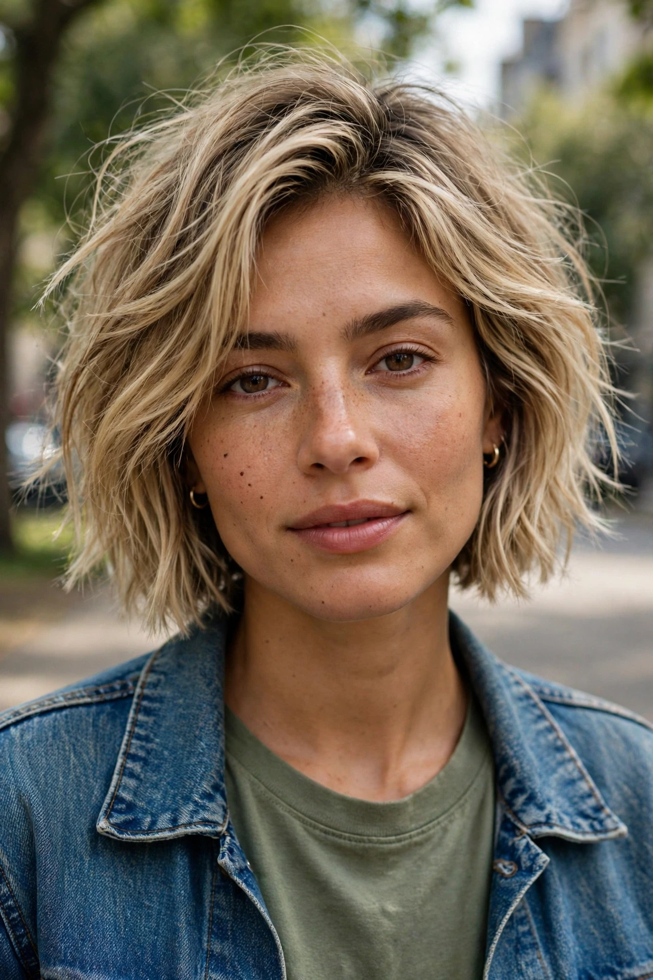 Dirty blonde french bob with tousled natural texture