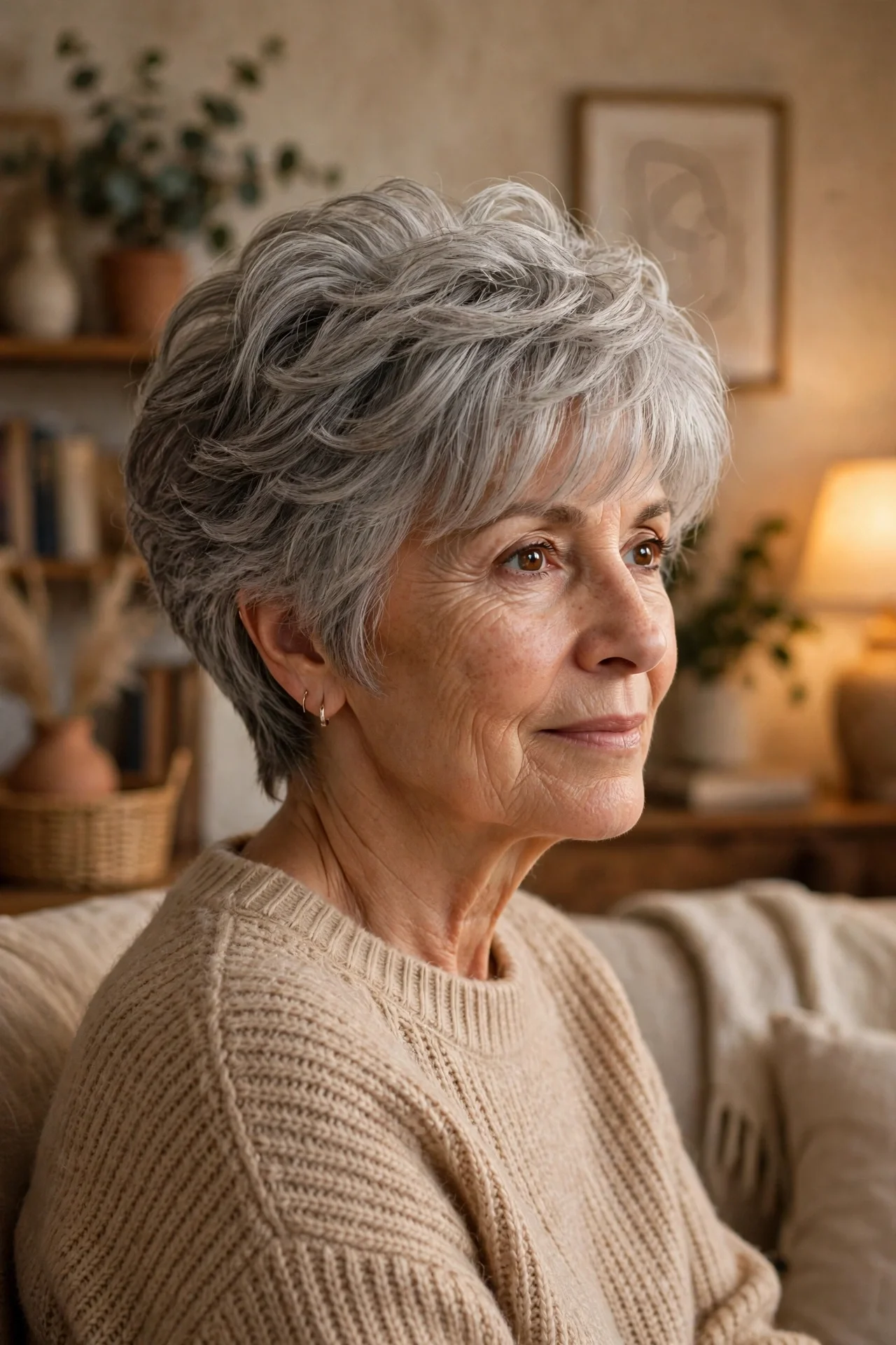 feathered bixie for women over 50 with soft volume