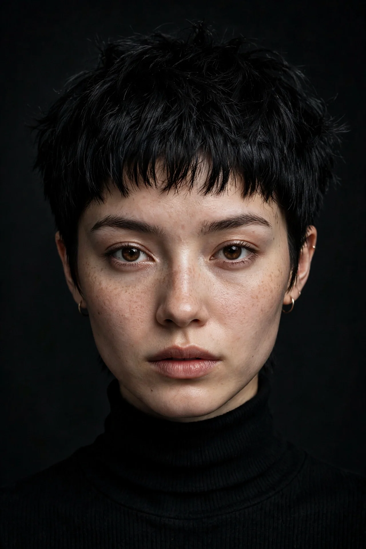 bixie with micro bangs and choppy texture