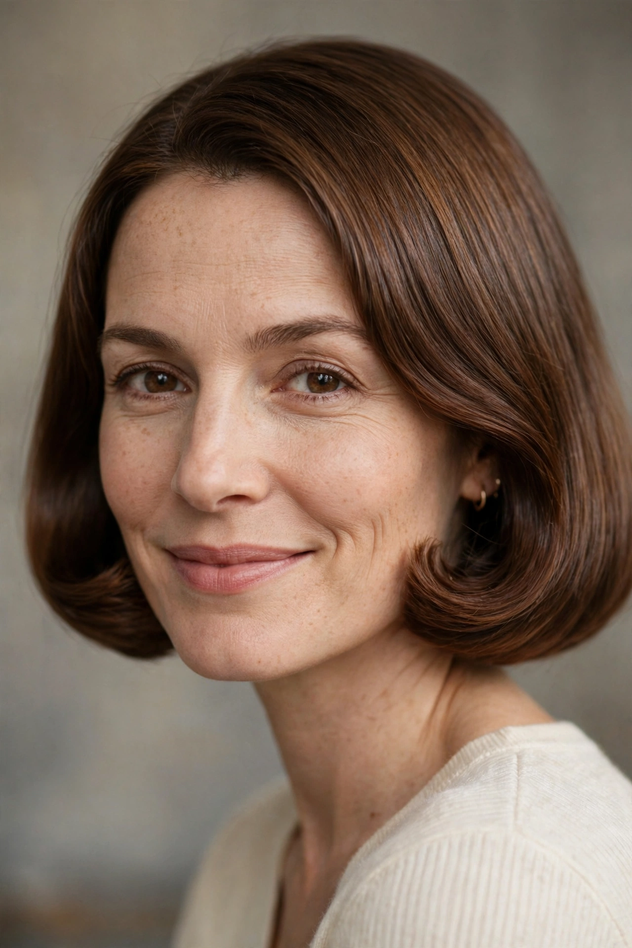 Blunt bob with the ends tucked under neatly