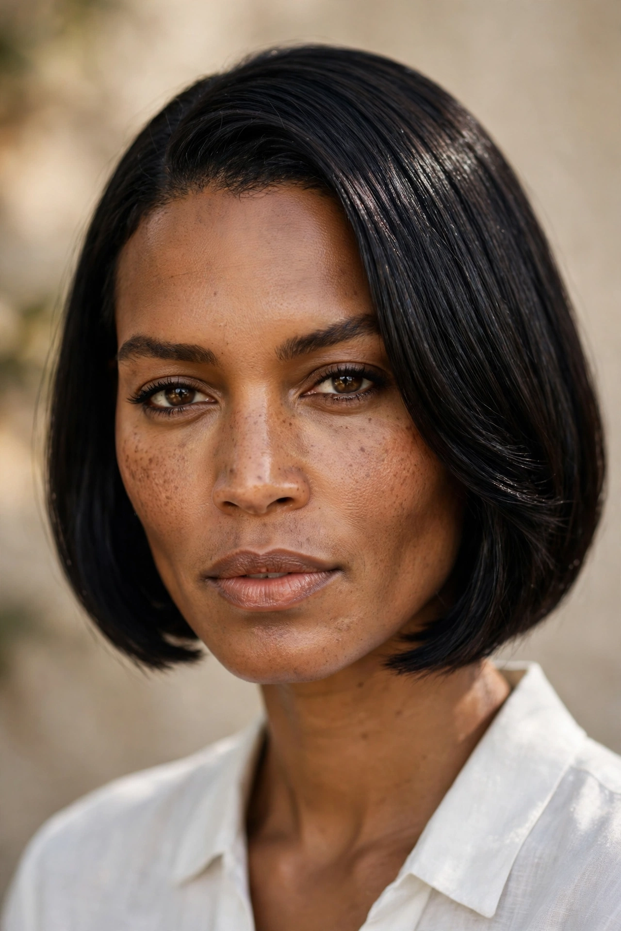 Bob without bangs on a Black woman