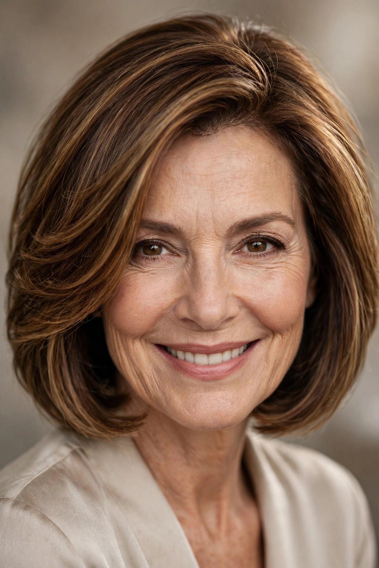 Bob without bangs for a woman over 50