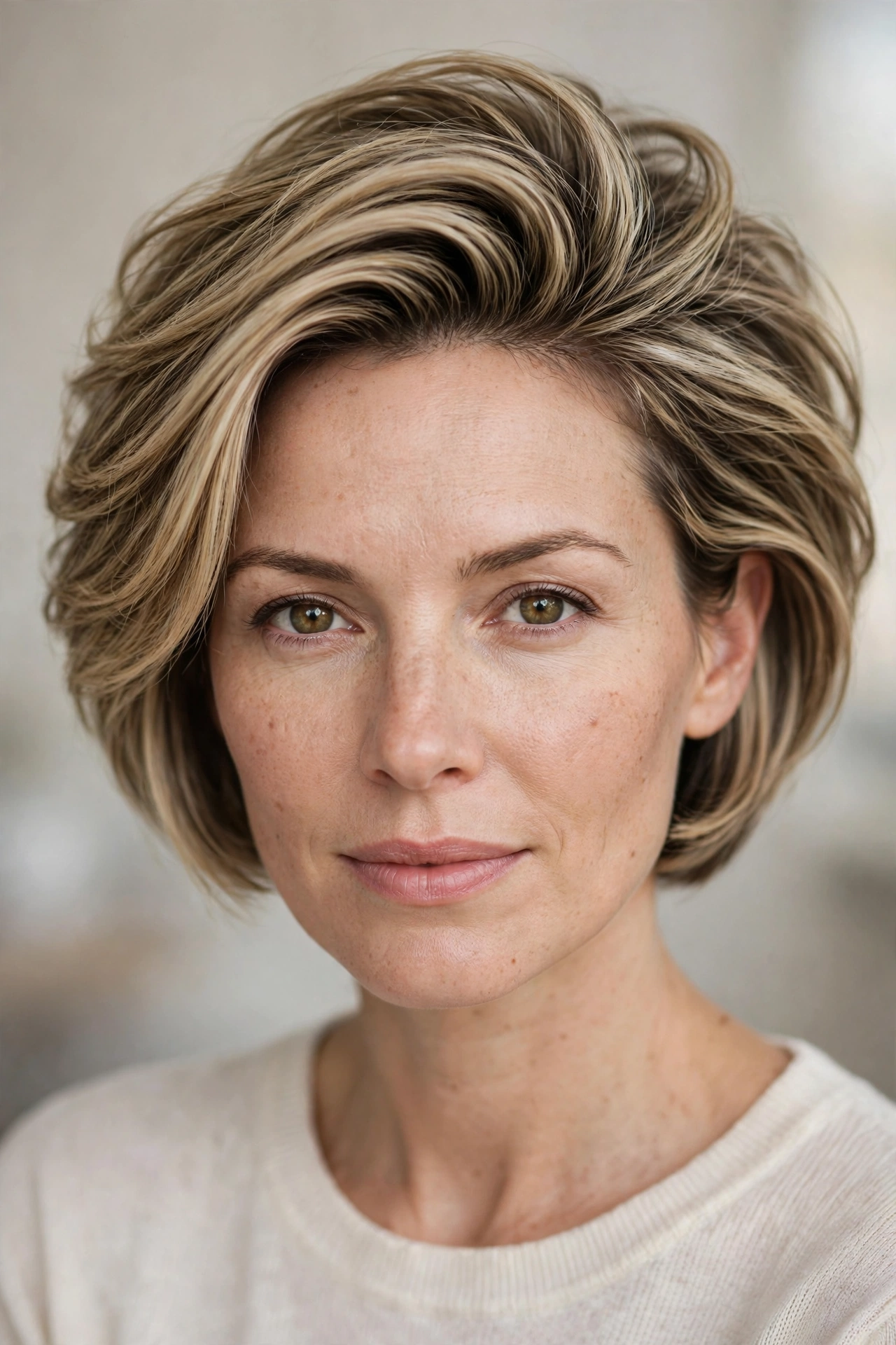 Short bob without bangs adding volume to fine hair