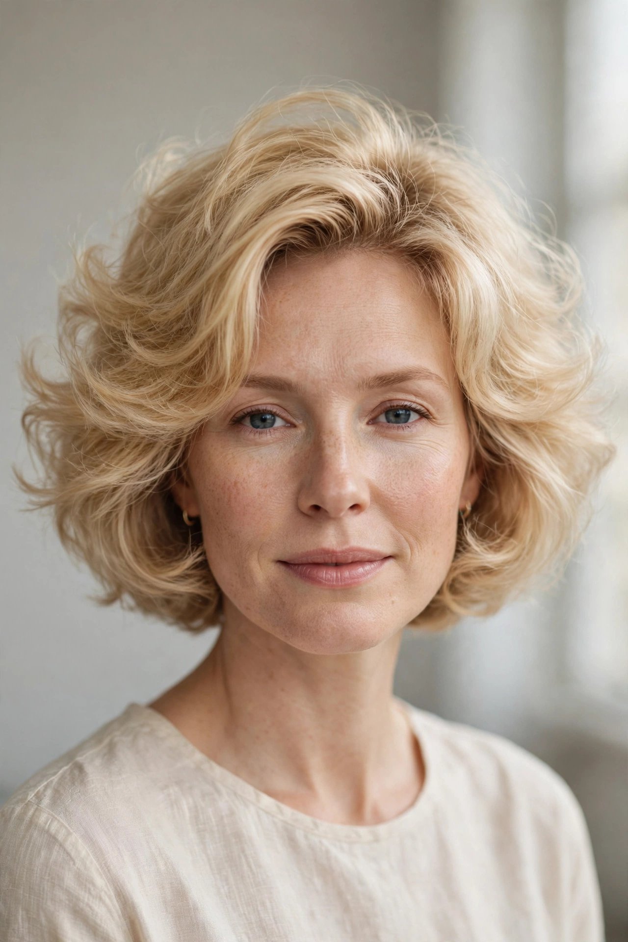Blonde cloud bob with bouncy volume