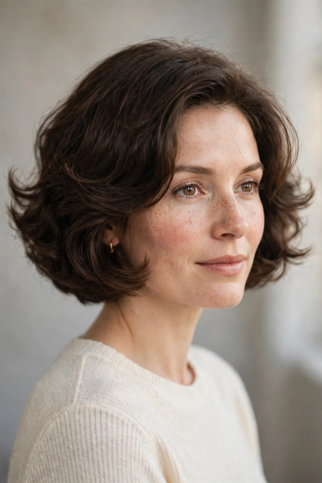 Classic cloud bob haircut with a soft rounded airy shape