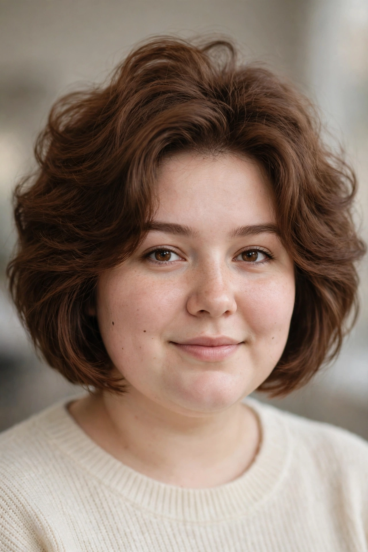 Cloud bob for a round face with longer front pieces