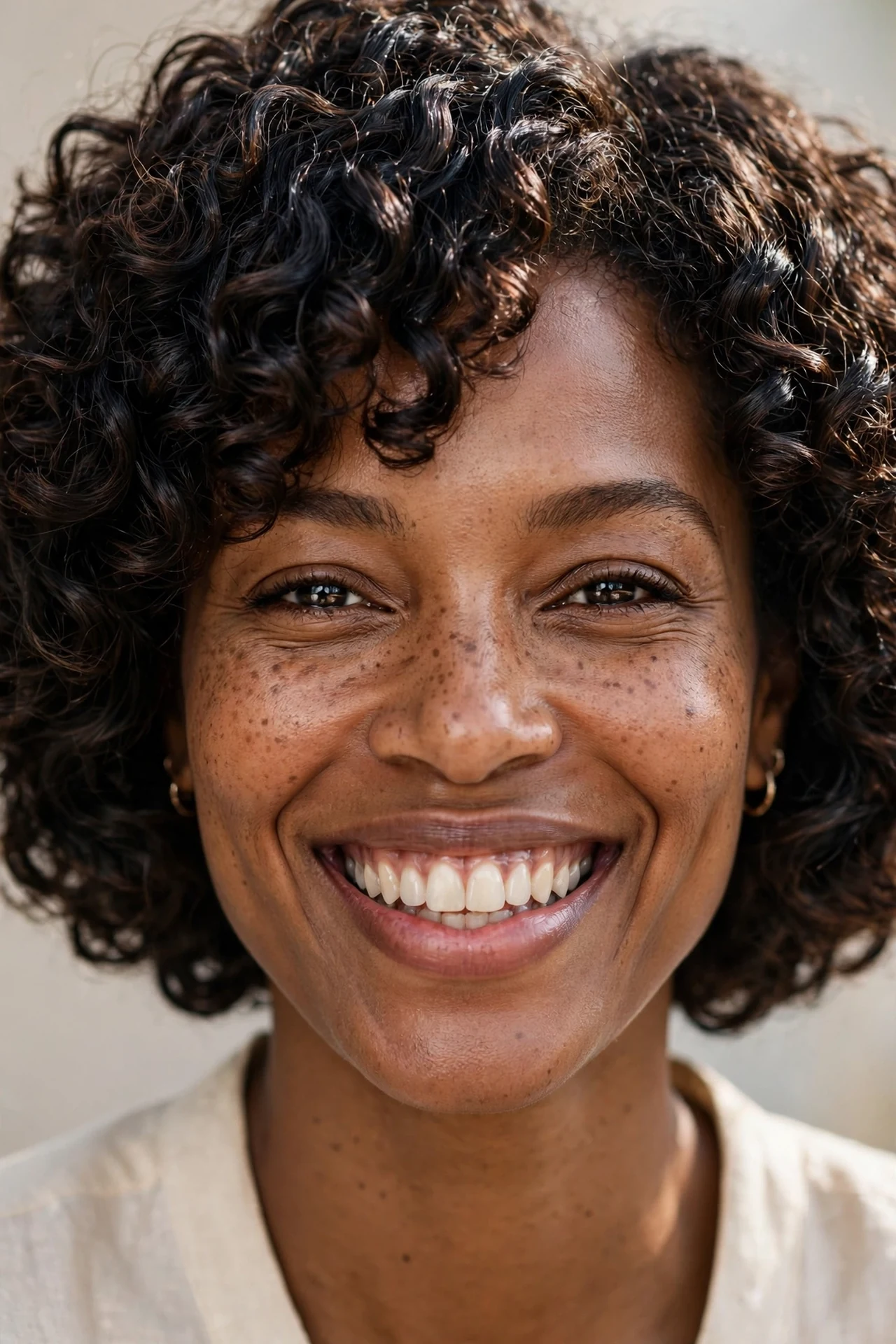 Classic bob with natural curls in a rounded shape
