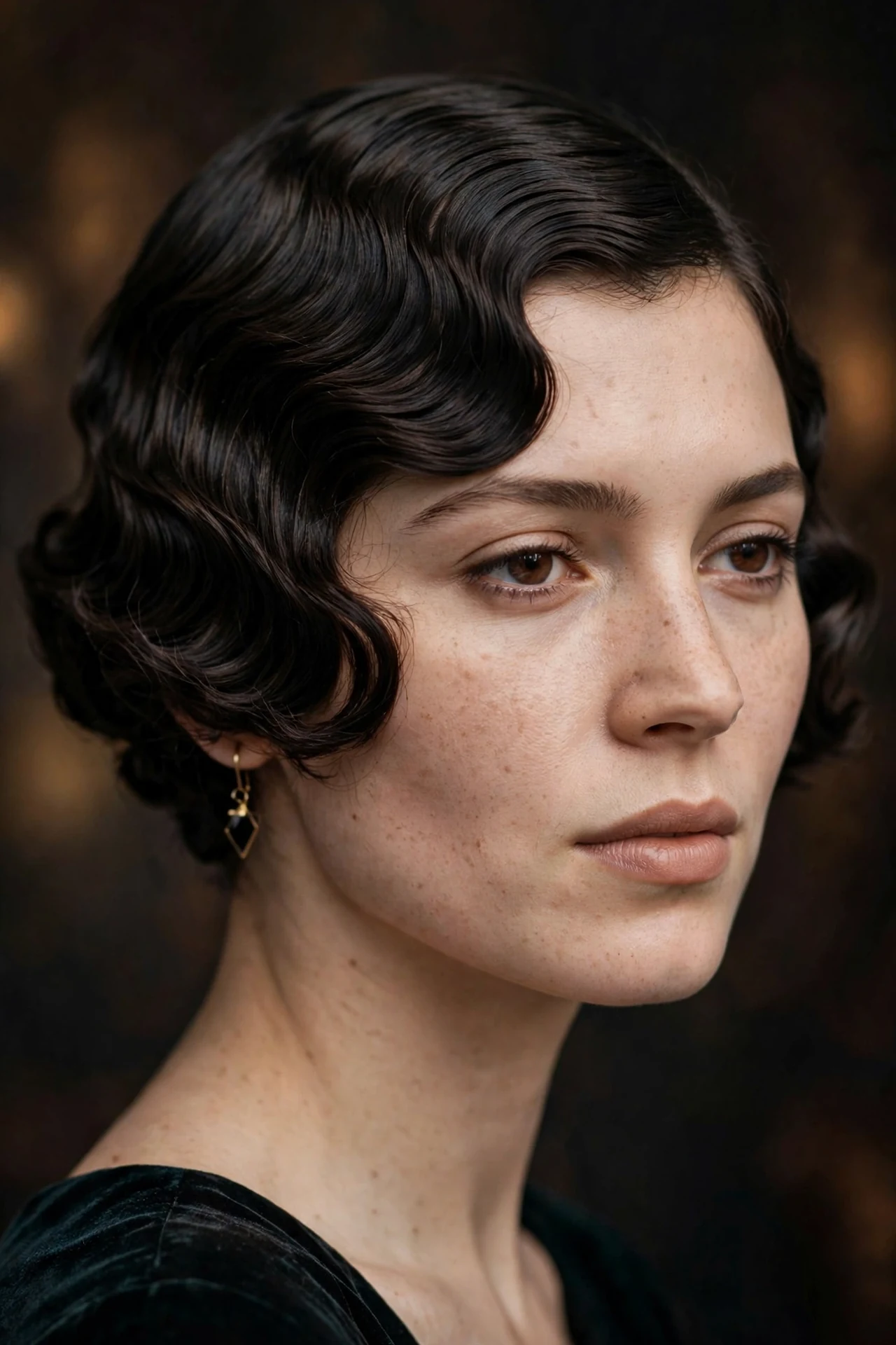 Vintage 1920s style classic bob with finger waves