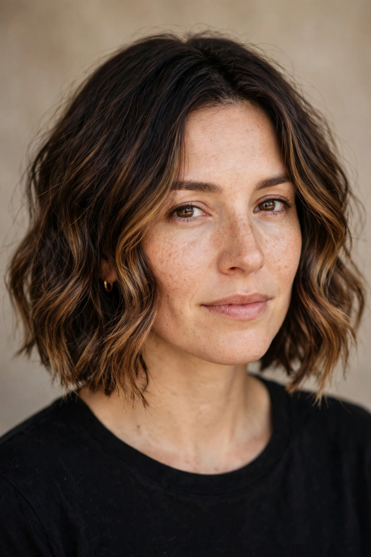 Cowgirl bob with warm caramel balayage