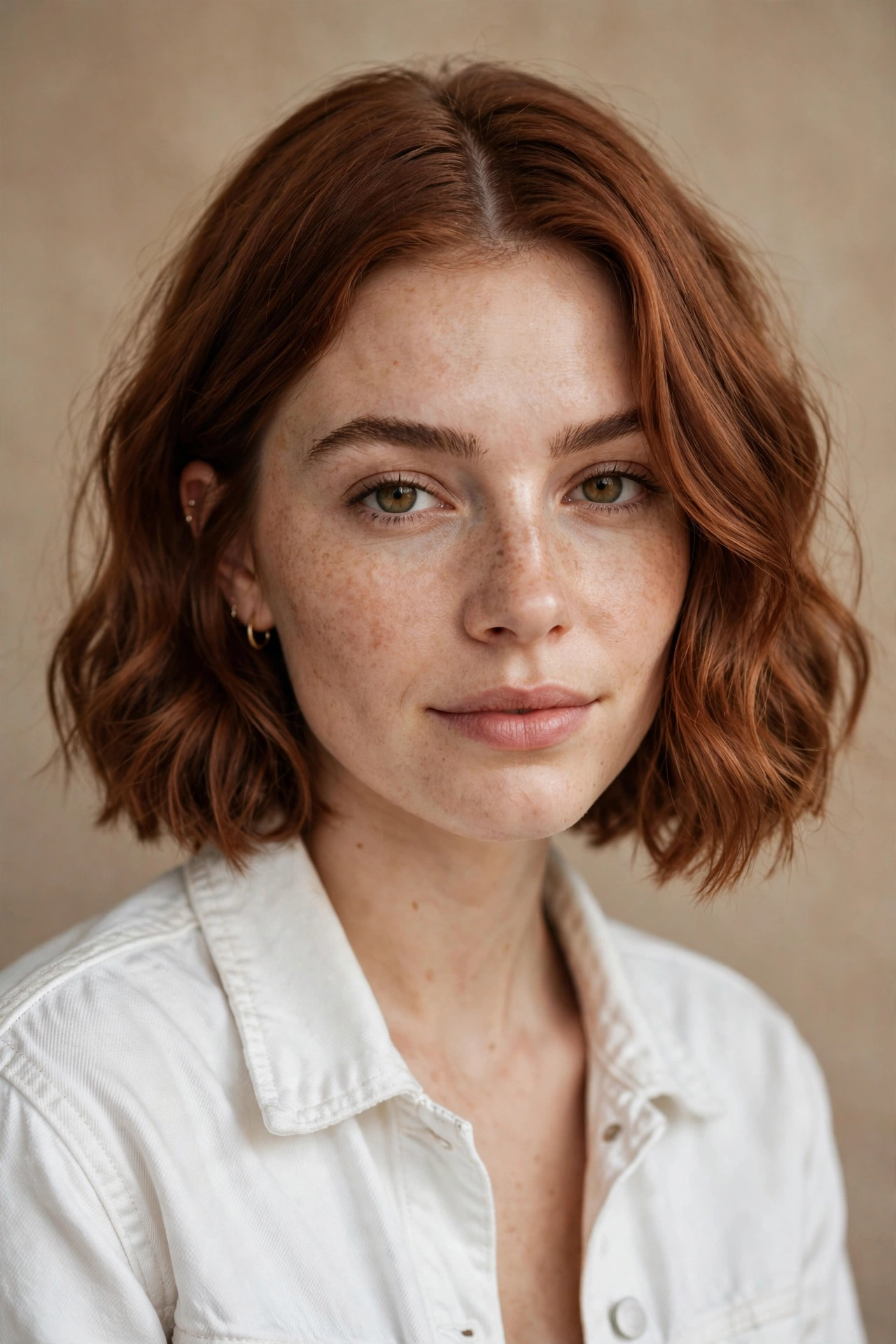 Wavy cowgirl bob with a clean center part