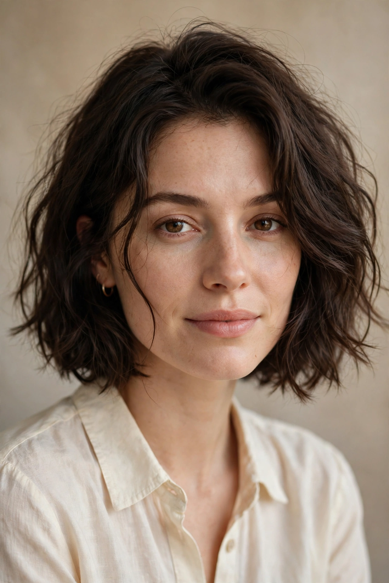Classic cowgirl bob haircut with relaxed tousled waves