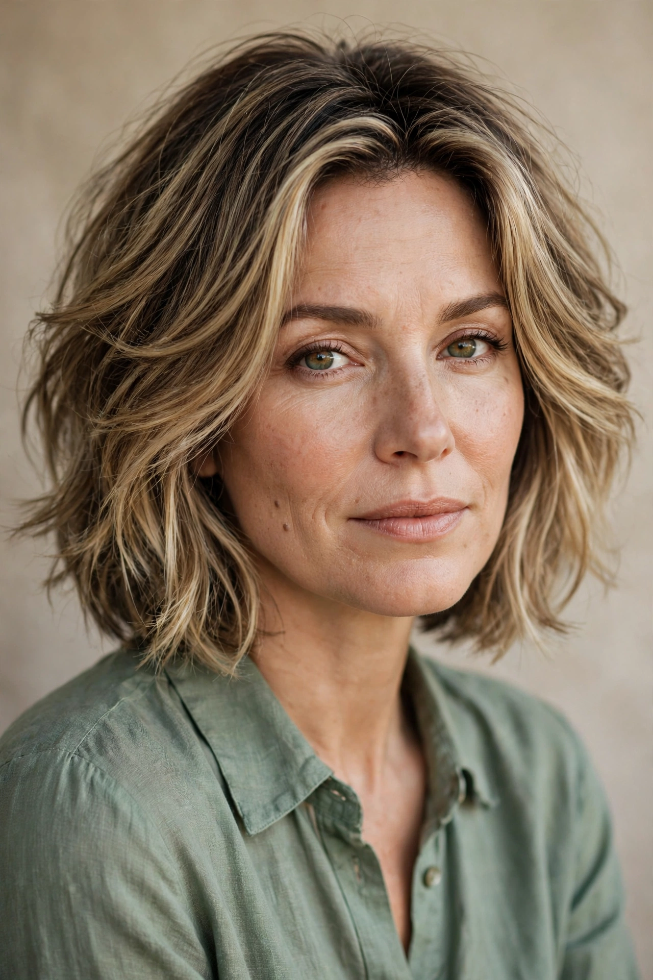 Layered cowgirl bob for thick hair with movement