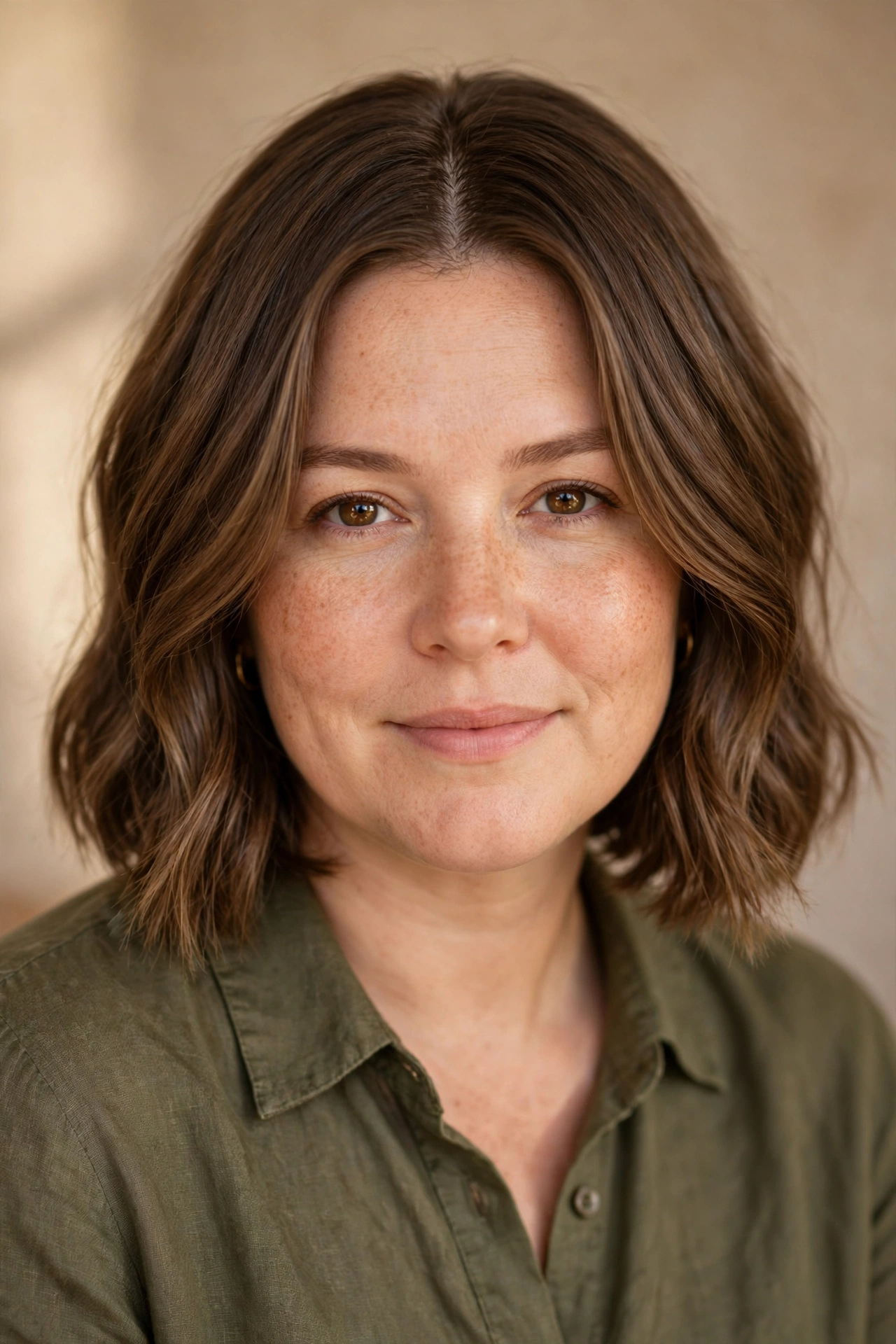 Tousled cowgirl bob for a round face with longer front pieces
