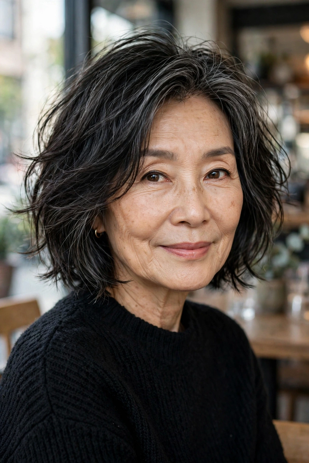 chin length messy bob for women over 50