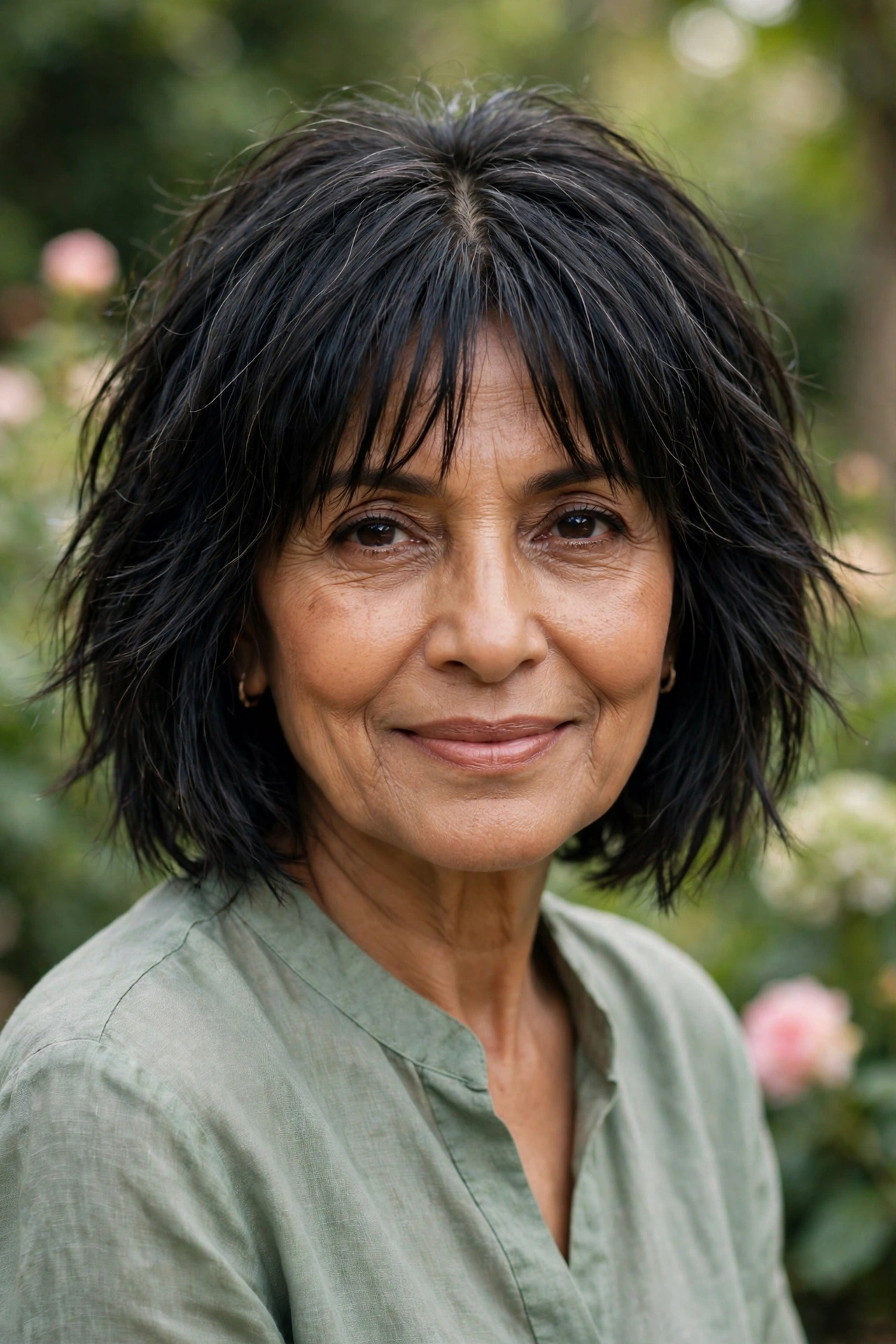 choppy bob with curtain bangs for women over 50
