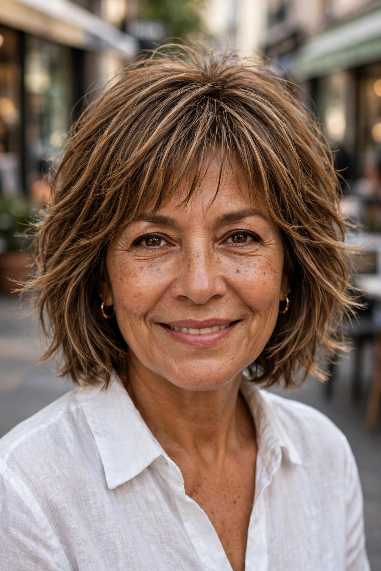 choppy bob for fine hair with bangs over 50