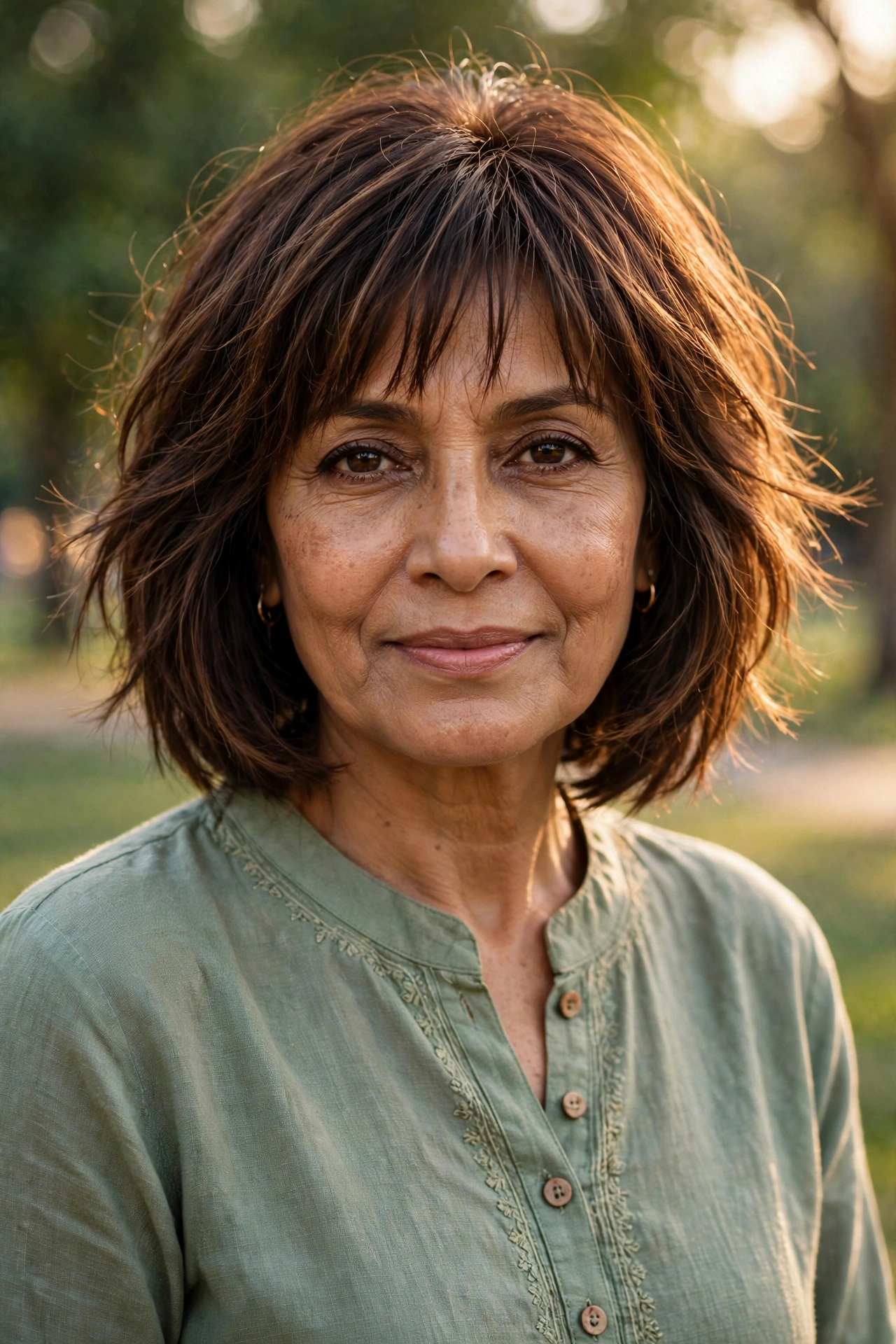 choppy bob with textured fringe for women over 50