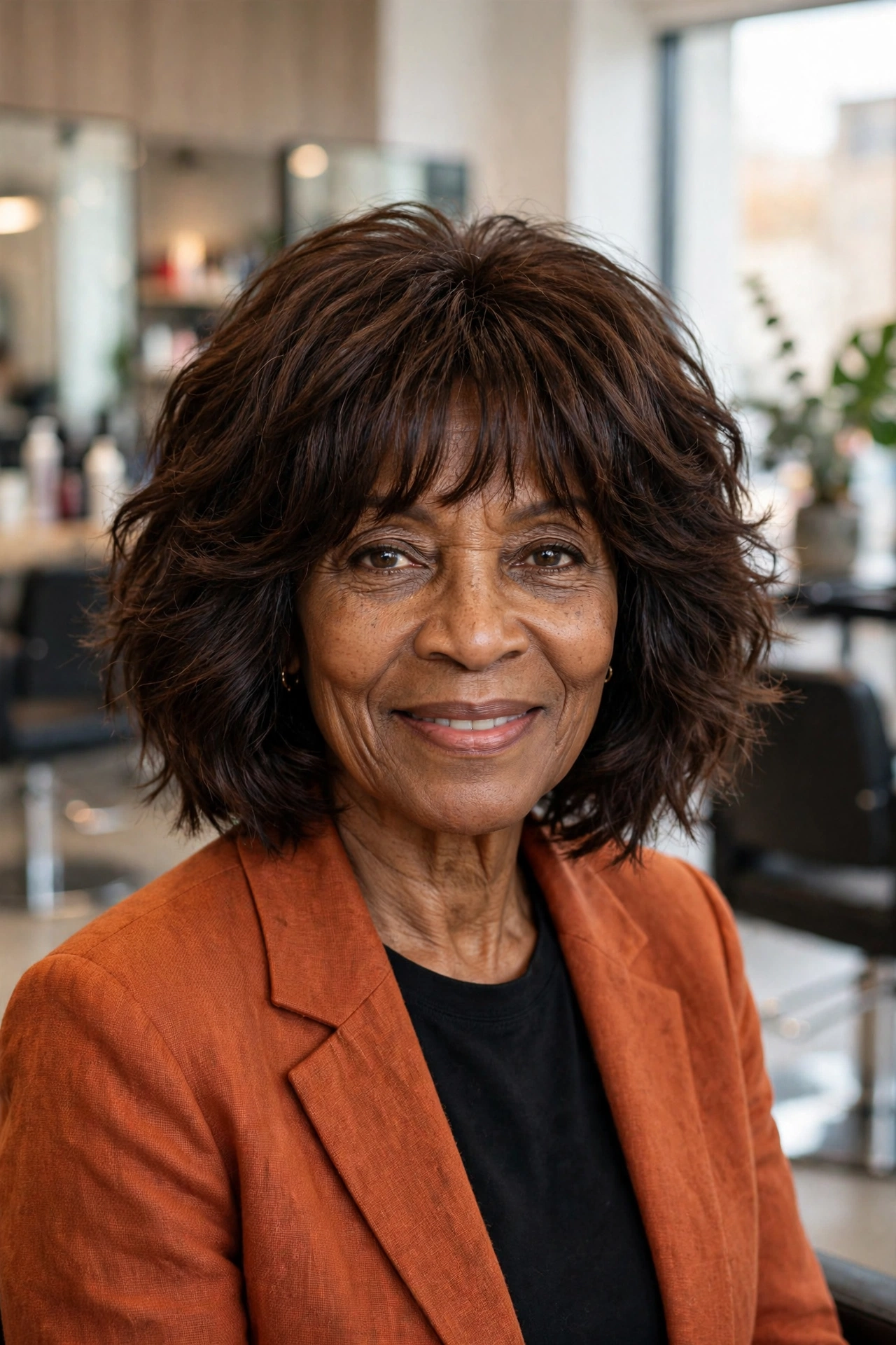 choppy bob for thick hair with bangs over 50