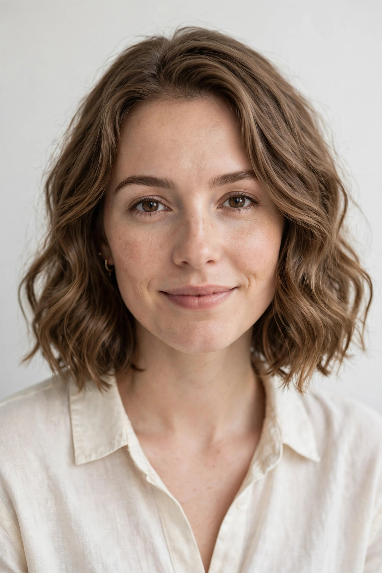Loose 2C waves in a long bob haircut at chin length