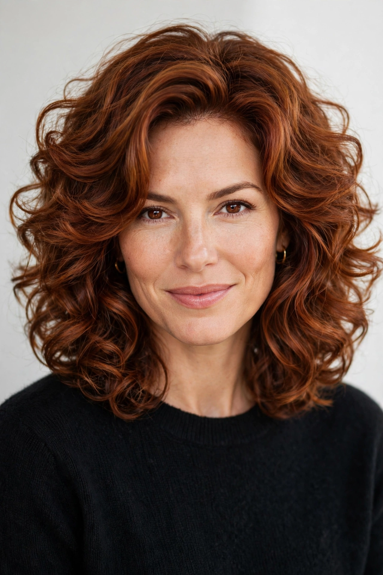 Voluminous layered 3A curls in a long bob haircut