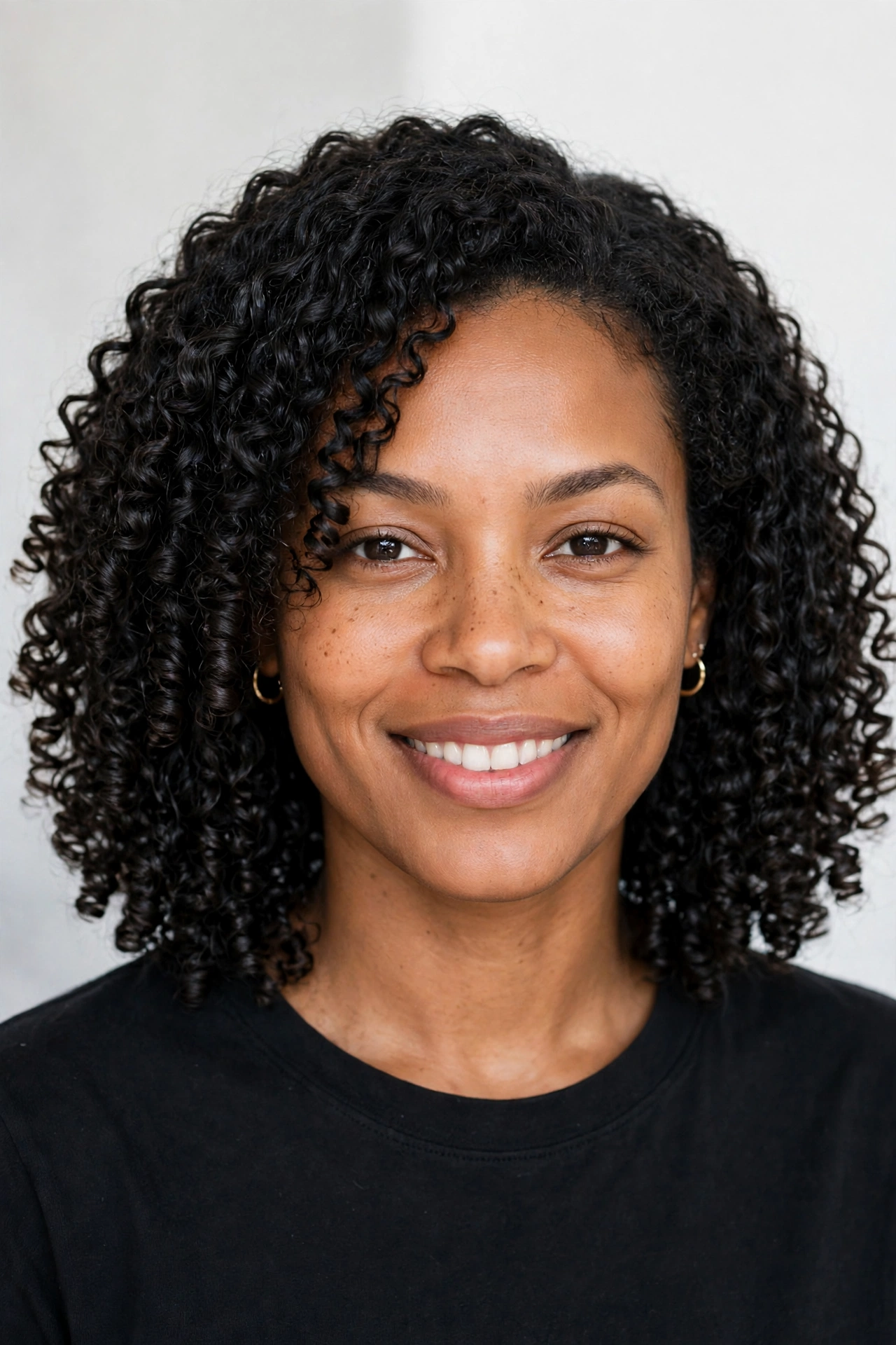 Tight 3C corkscrew curls in a collarbone lob