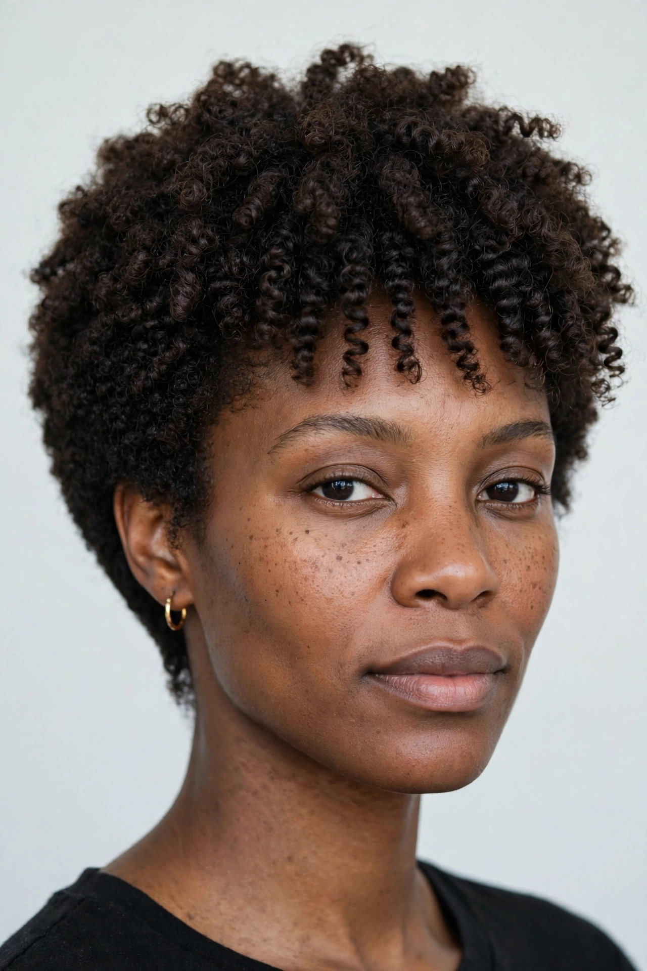 Tapered 4C coily lob with a graduated nape