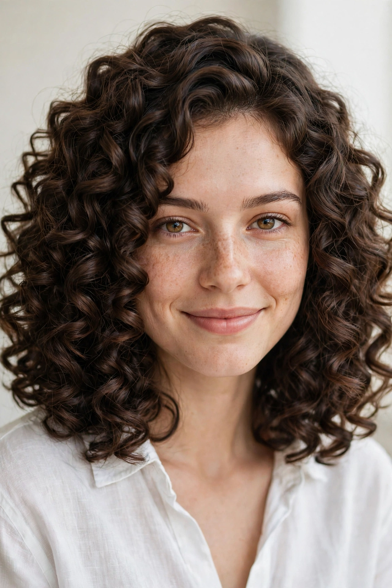 Curly long bob haircut: defined 3A curls at collarbone length