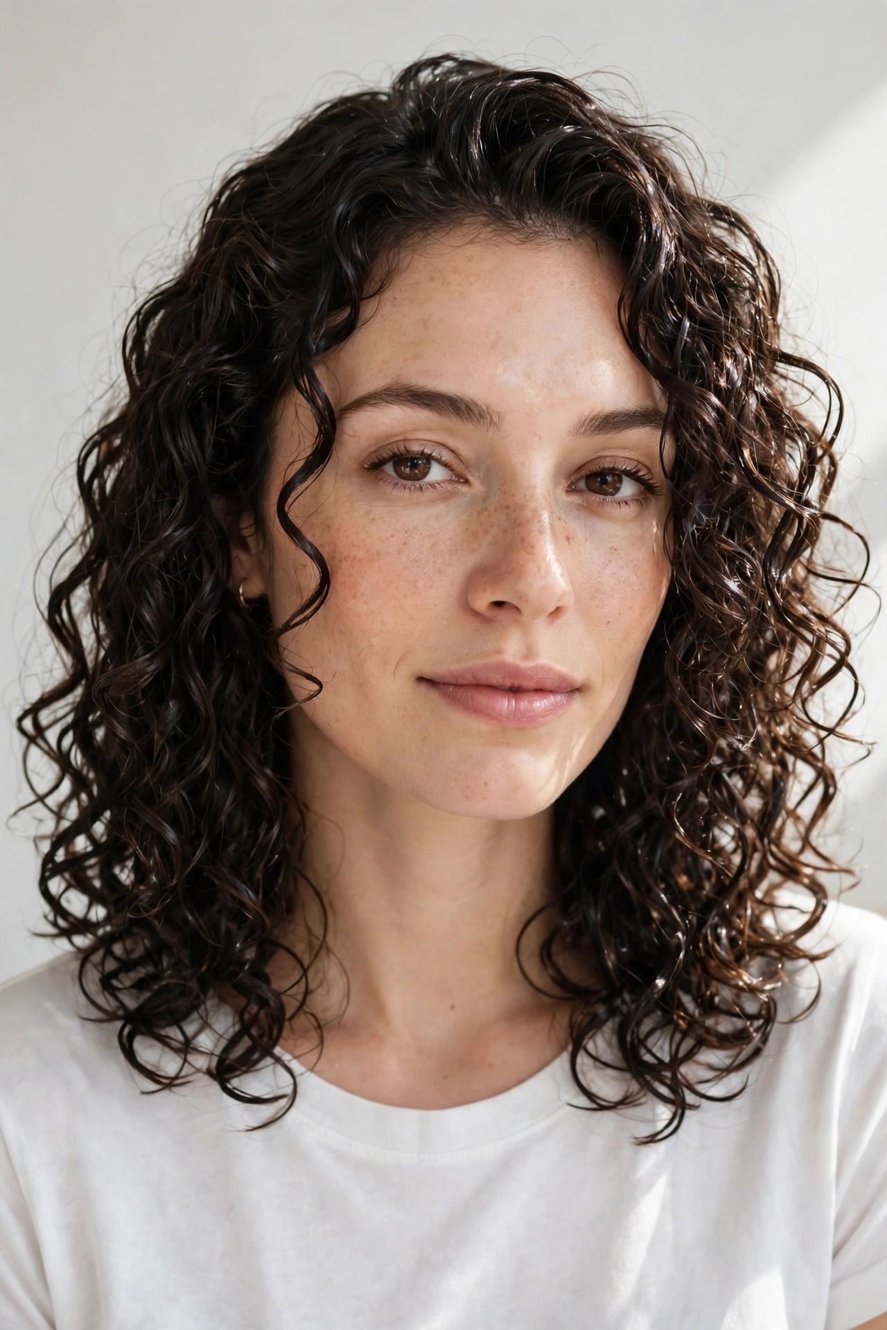 Wash and go 3A curls in a collarbone lob