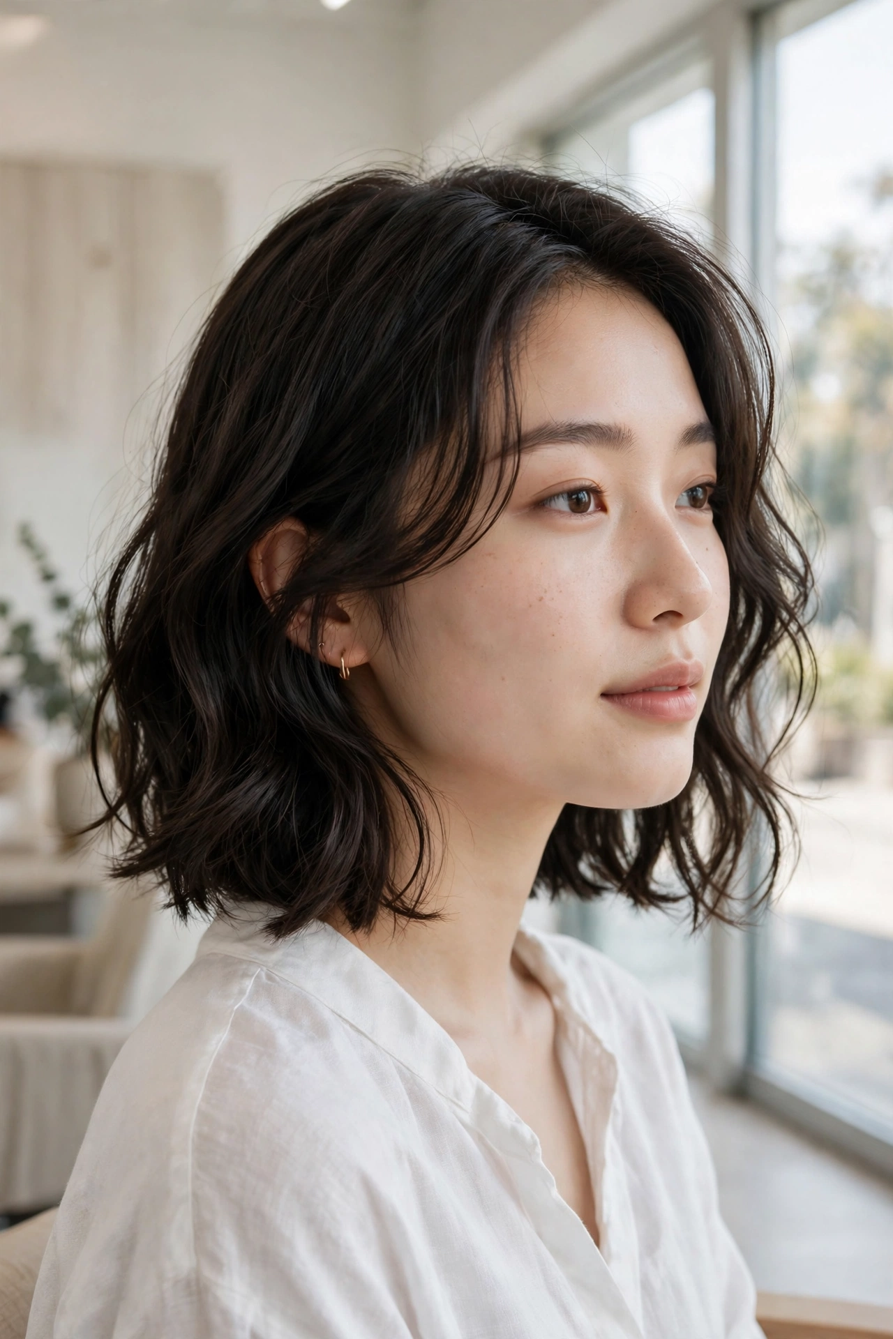 Soft loose 2B waves in a subtly asymmetrical bob, one side barely longer