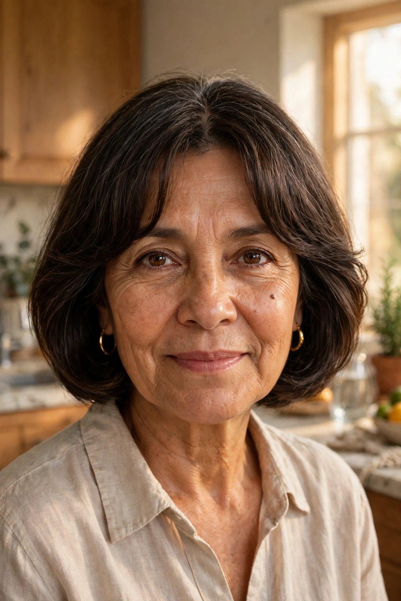 italian bob with curtain bangs on a woman in her 60s