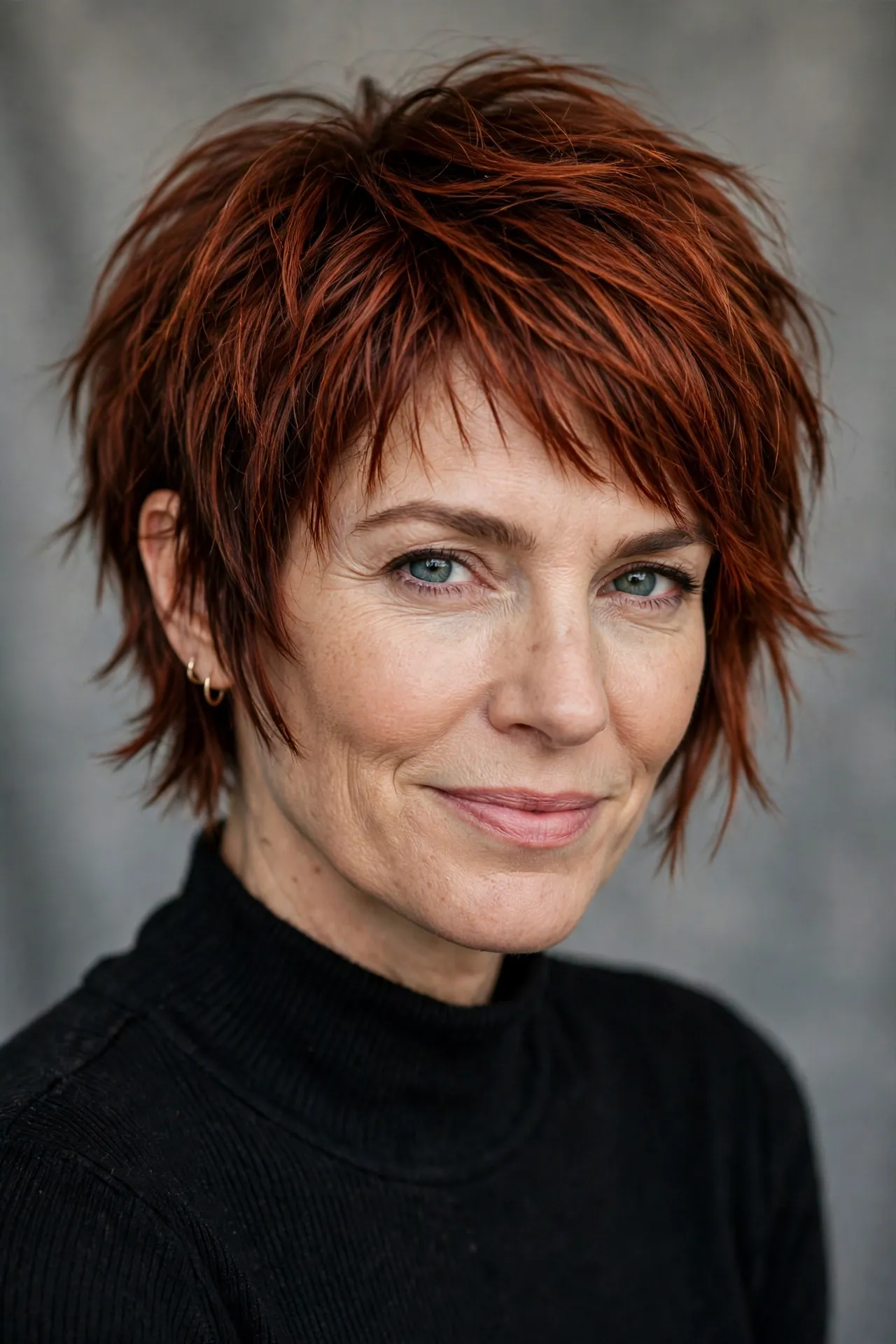 Textured pixie bob hybrid, ear length choppy cut