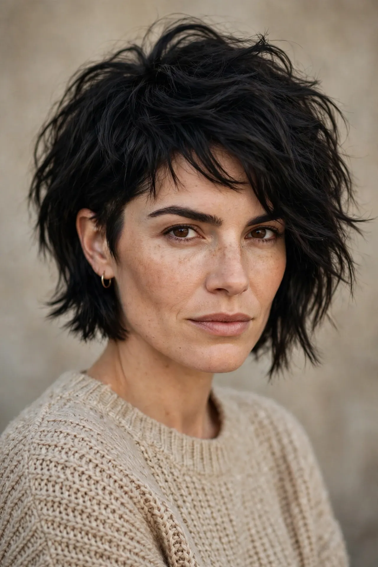 Ear length choppy bob with hidden undercut