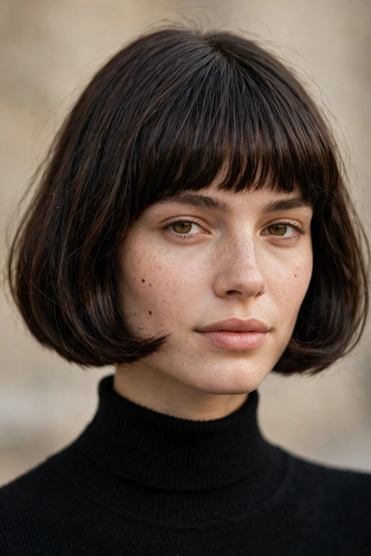 Classic french bob with bangs, chin length