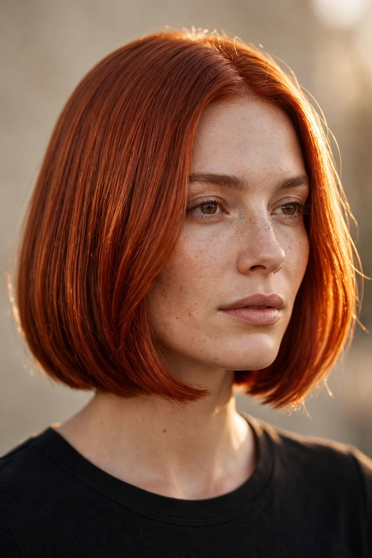 Copper red bob with rich shine