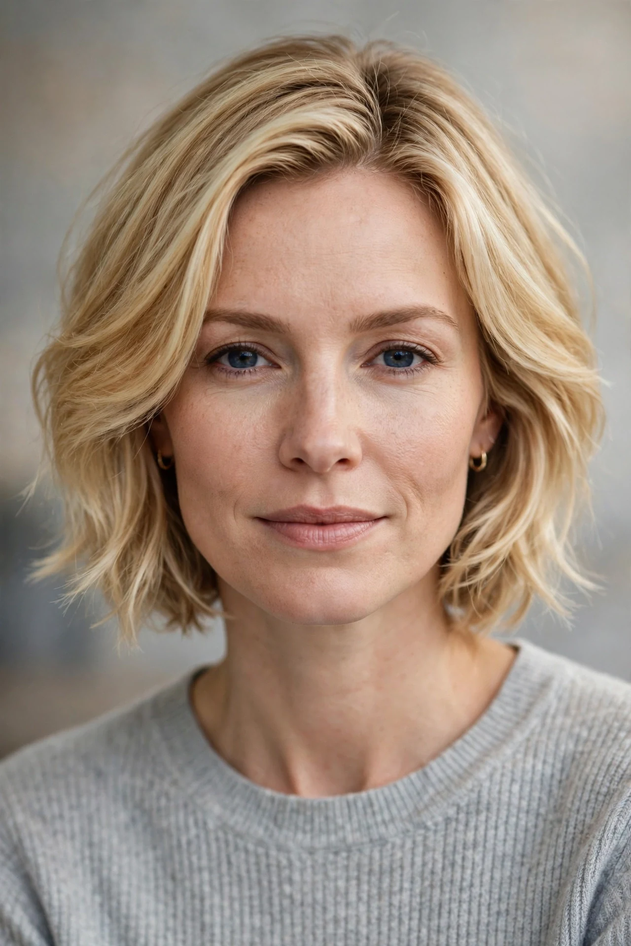 Feathered bob haircut for an oval face
