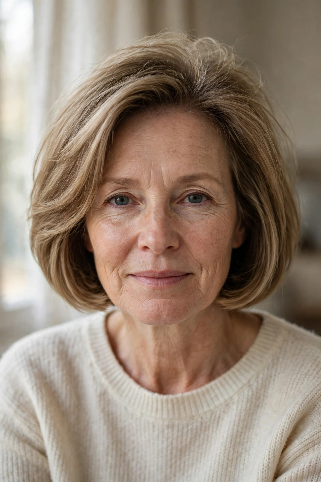 italian bob with invisible layering for thin hair on a woman in her 50s