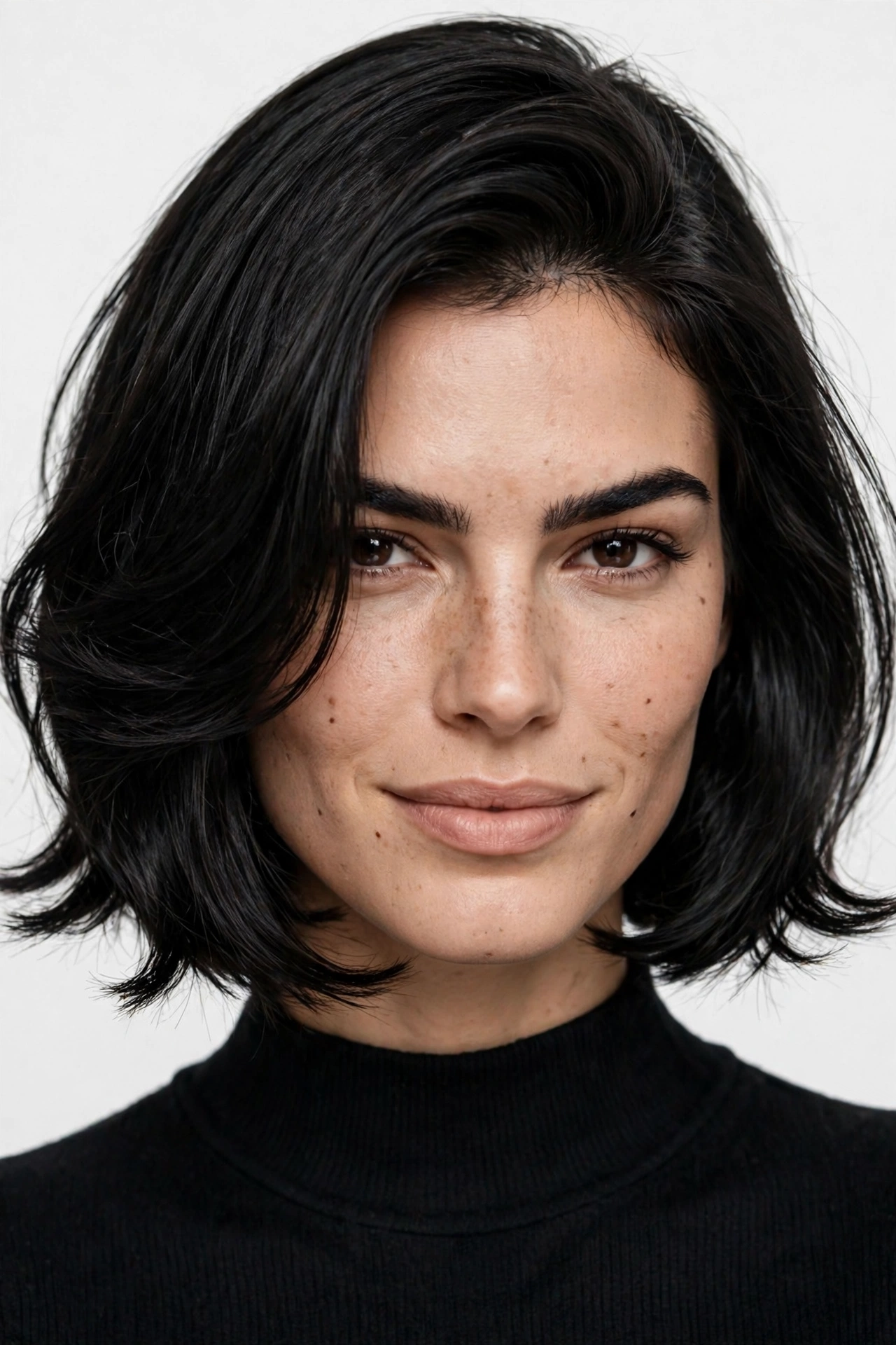 Soft flipped bob that softens a square jawline