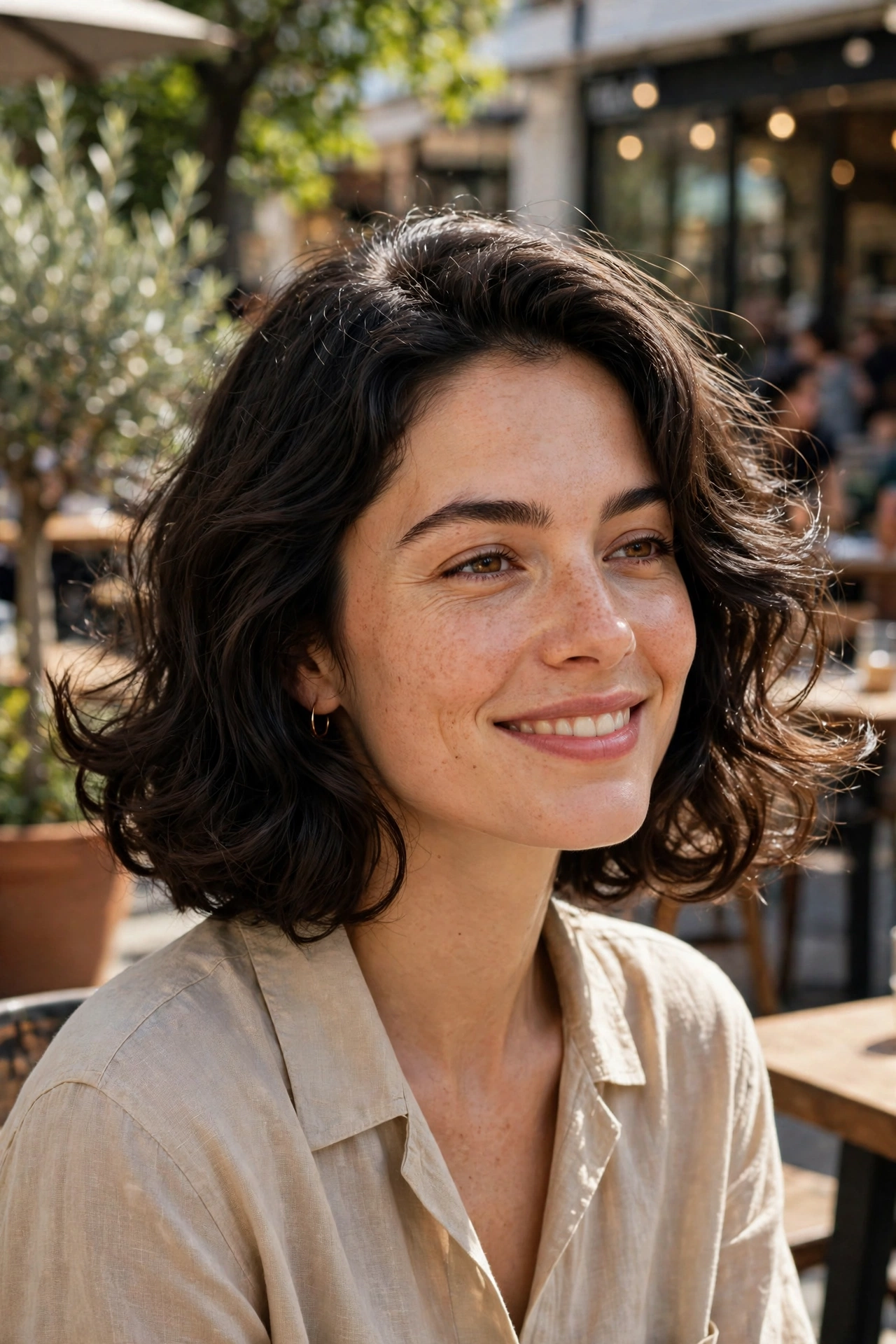 Wavy bob with loose flipped out ends