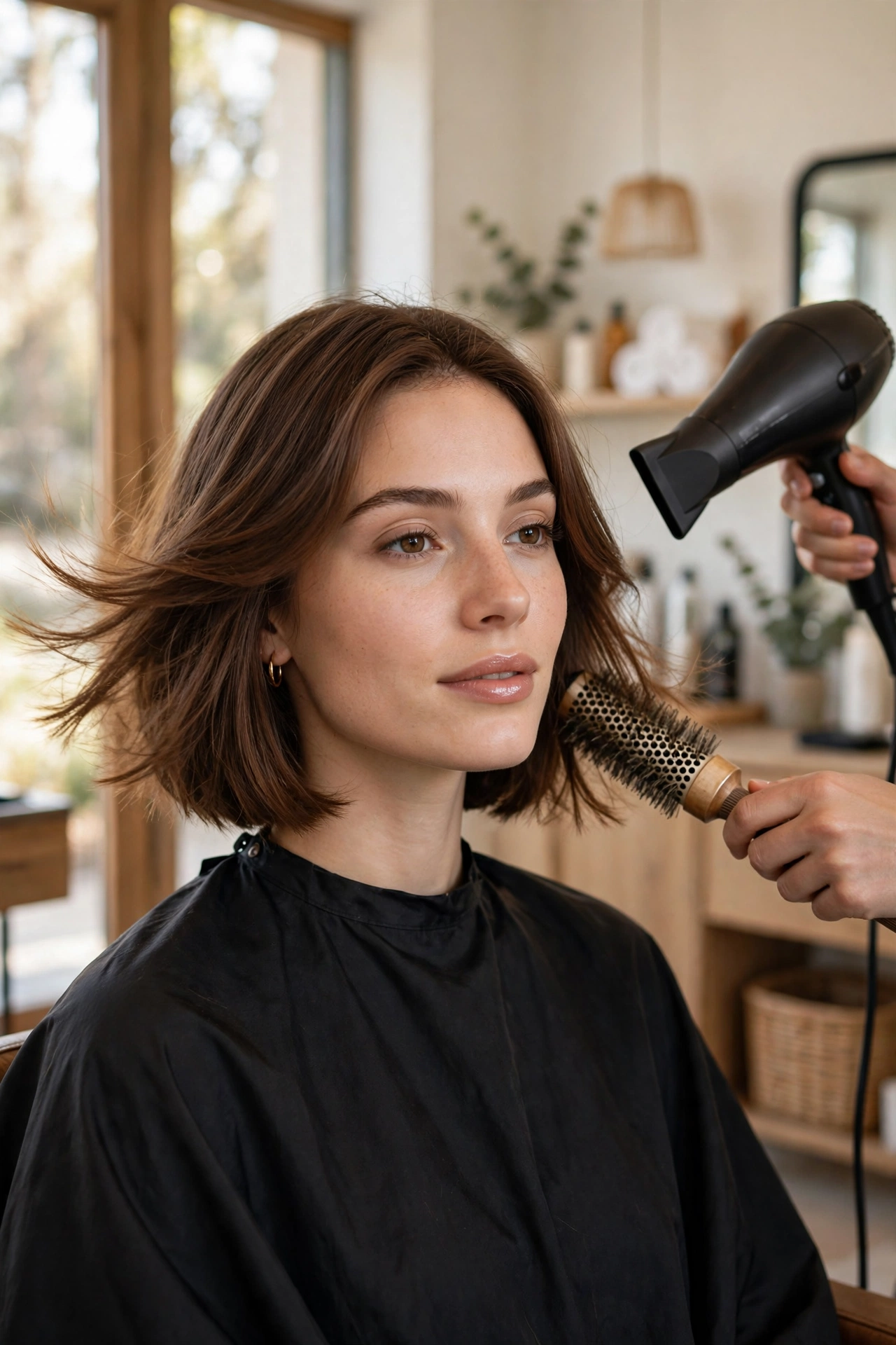 bob haircut that flips out styled with a round brush and dryer
