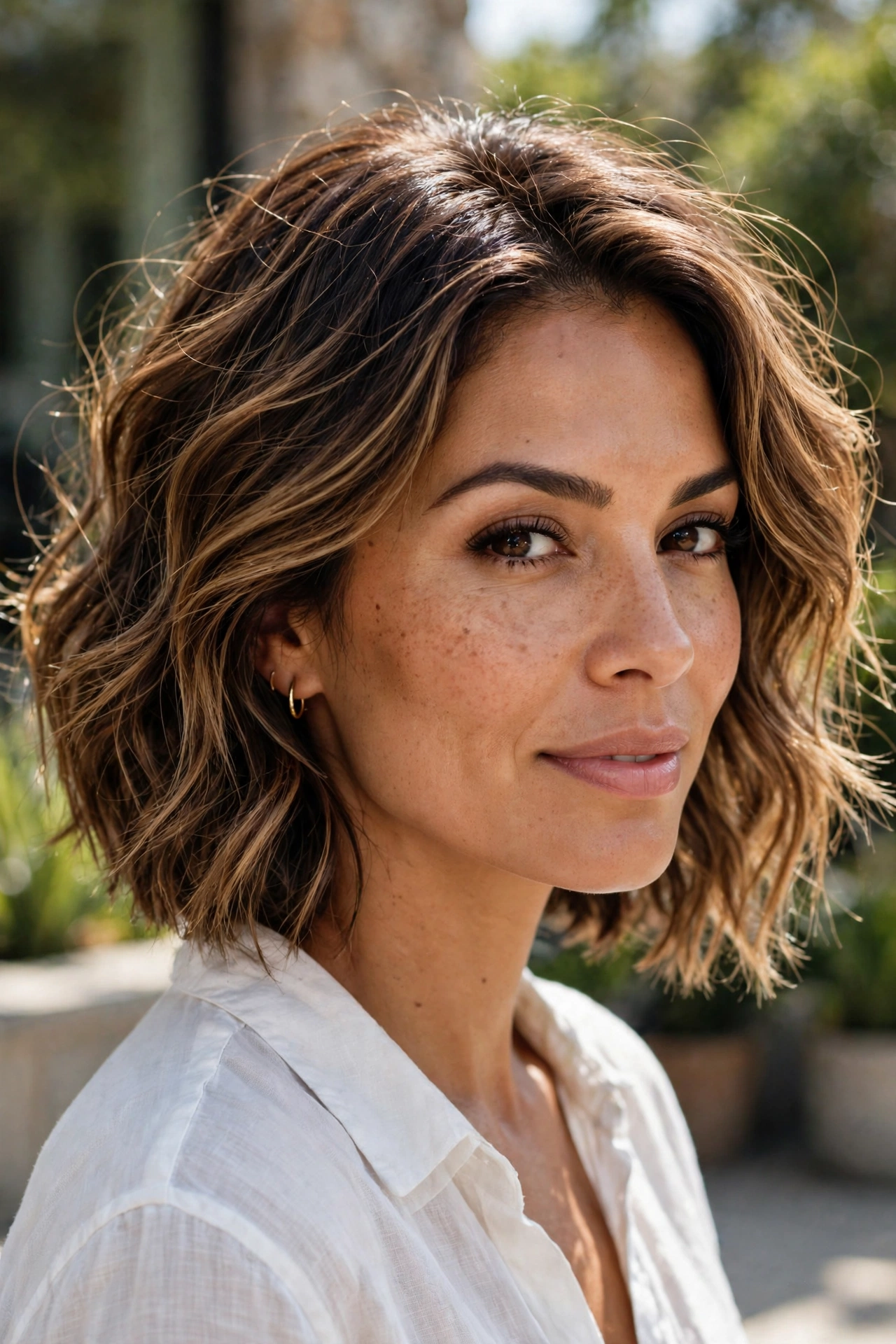 Beachy-wave graduated bob on fine hair, tousled waves adding airy fullness