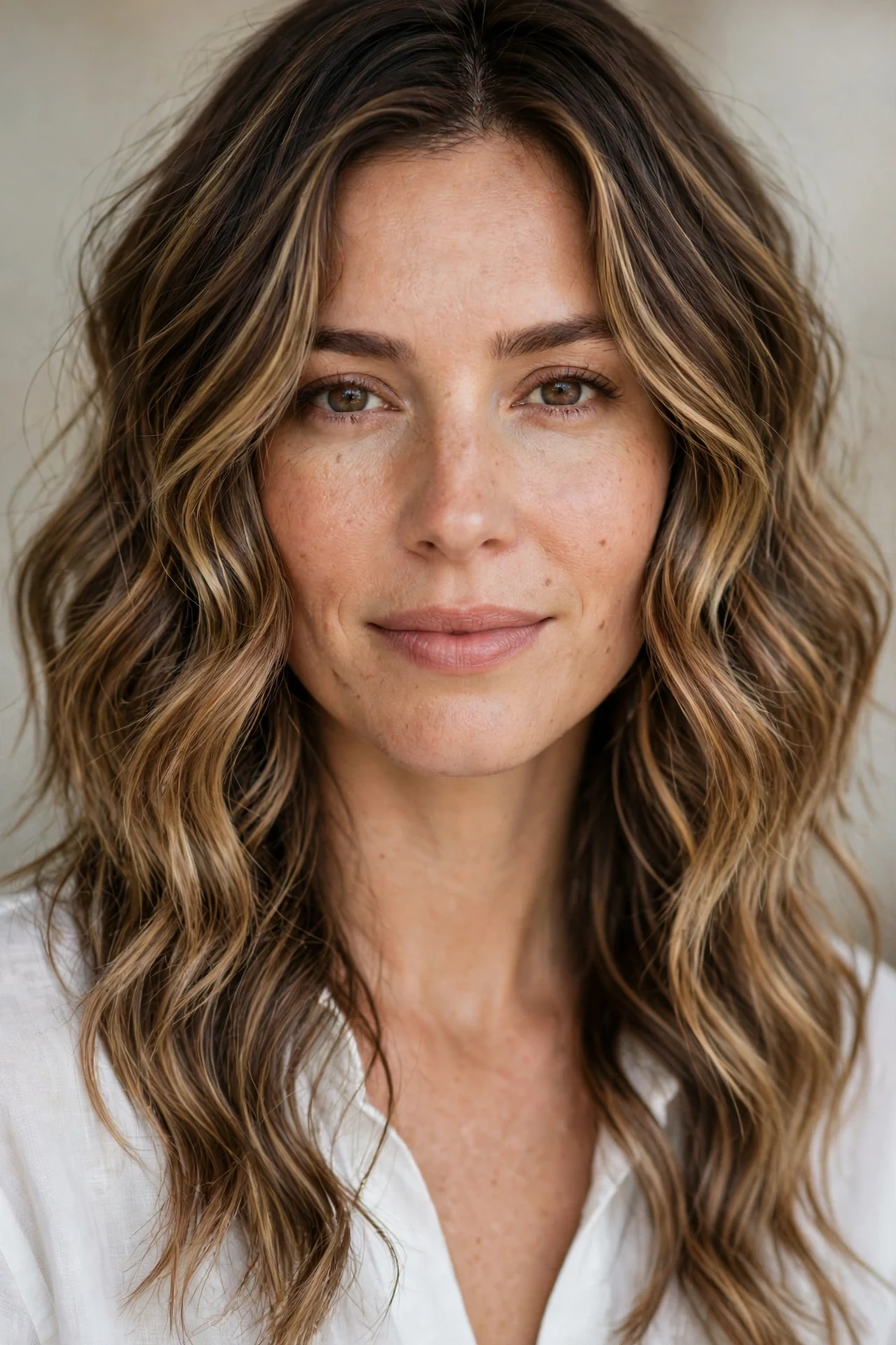 Wavy extensions adding soft movement to a caramel bob