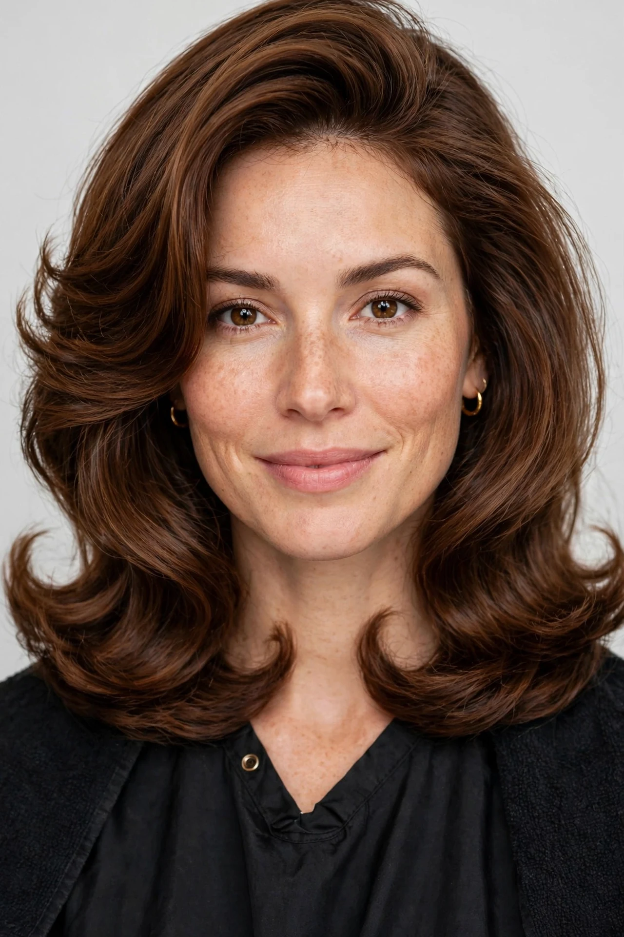 Bouncy round brush blowout on a long bob