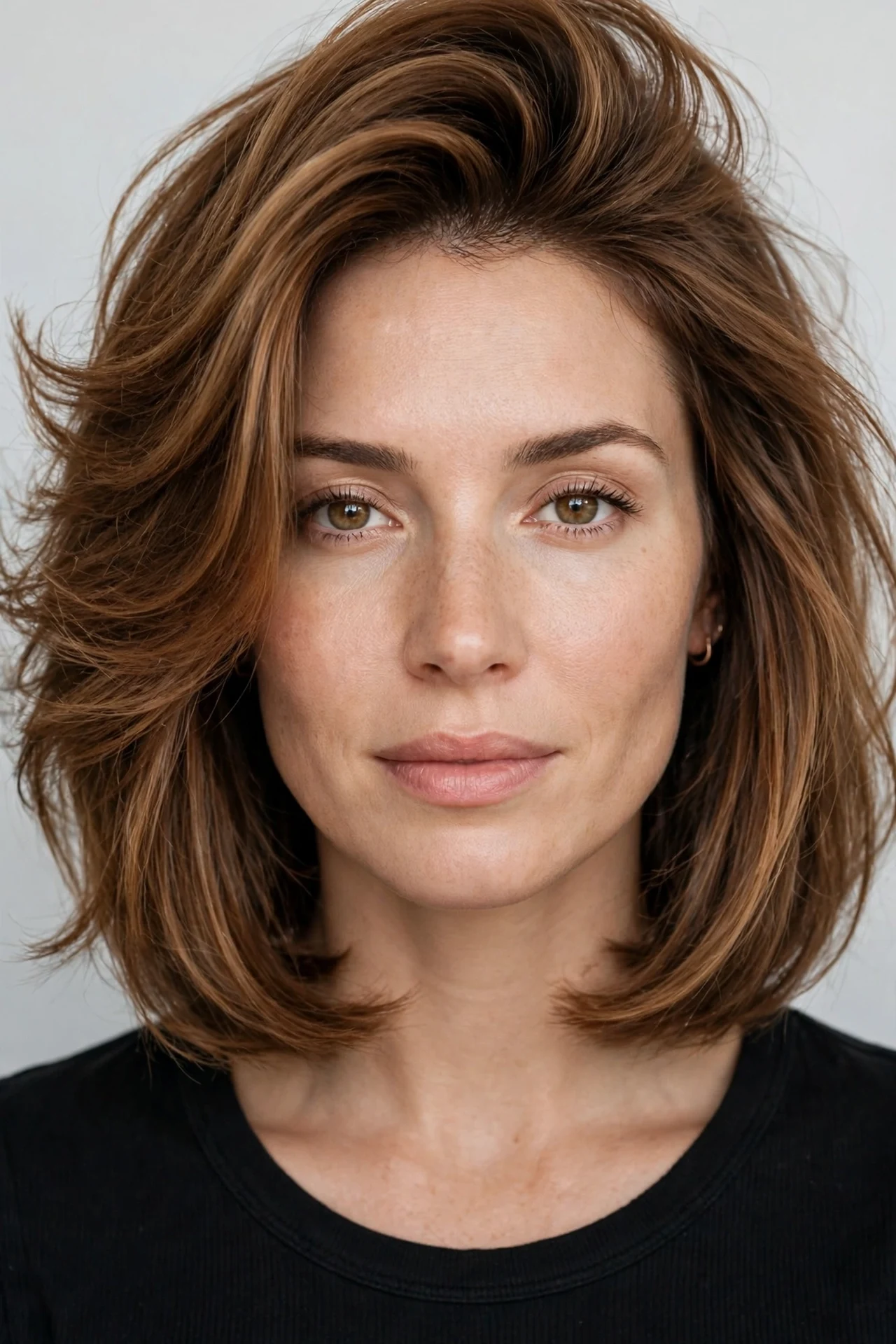 Voluminous root lift blow dry on a long bob