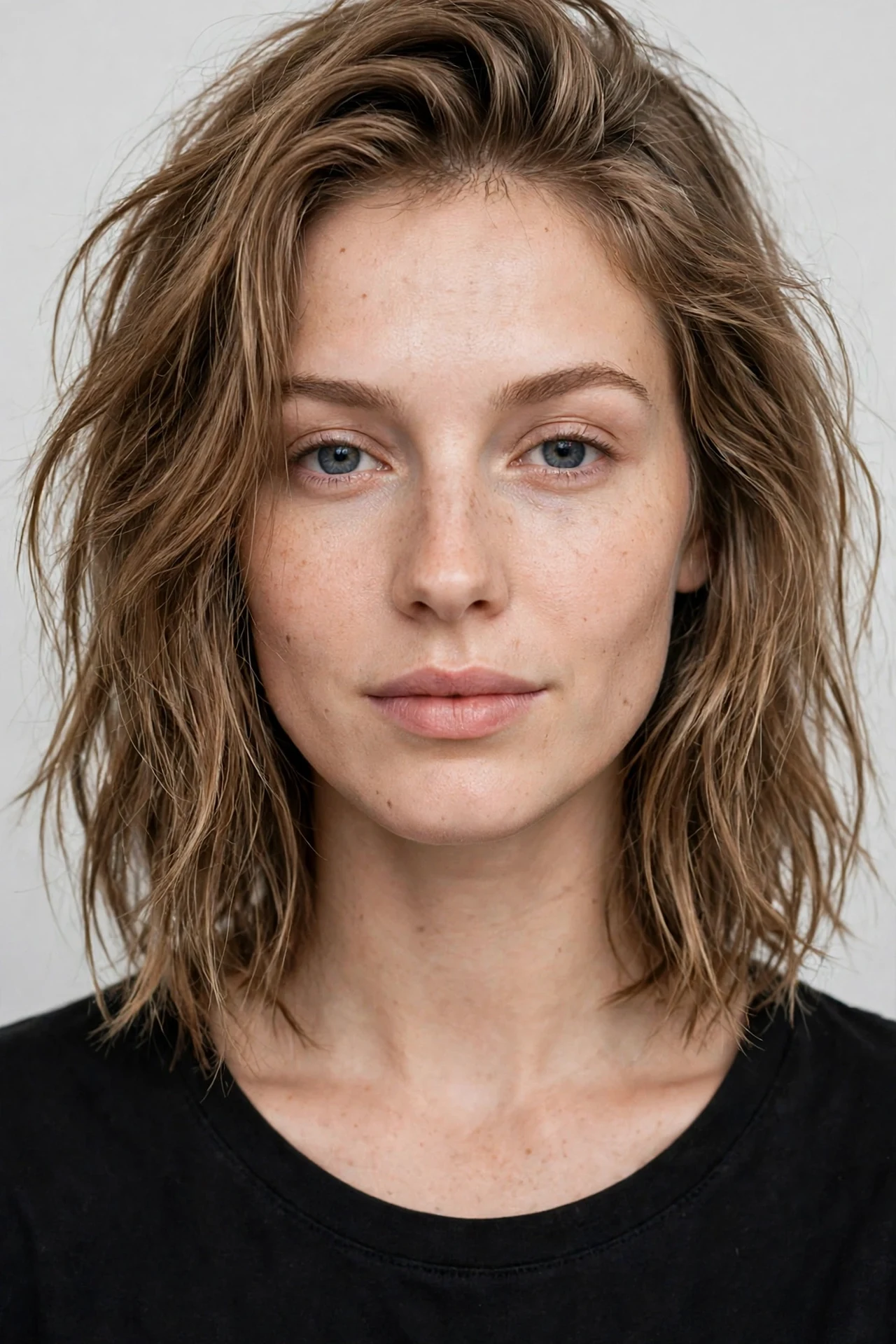 Textured undone long bob with piecey ends