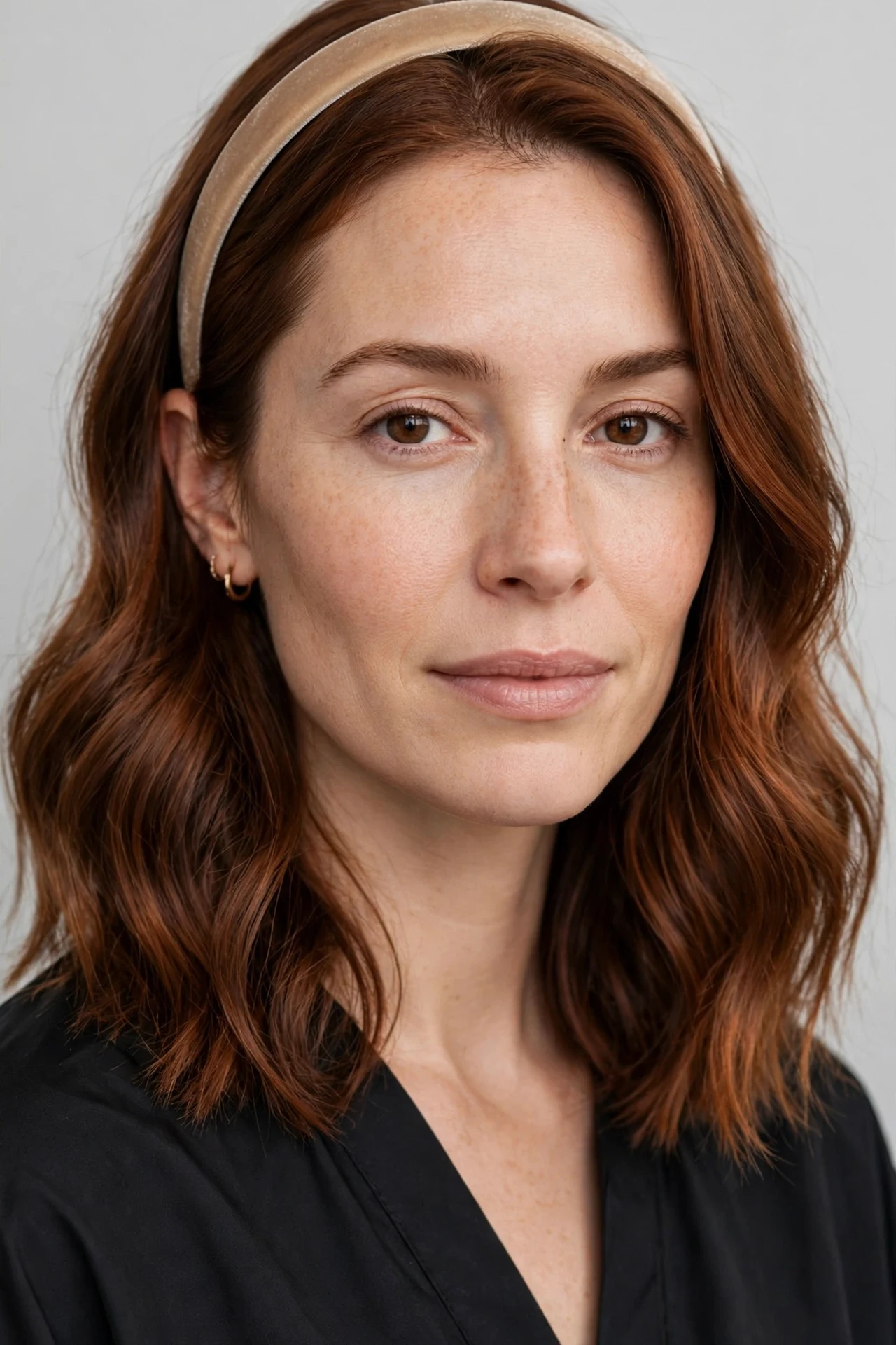 Wavy long bob worn with a headband