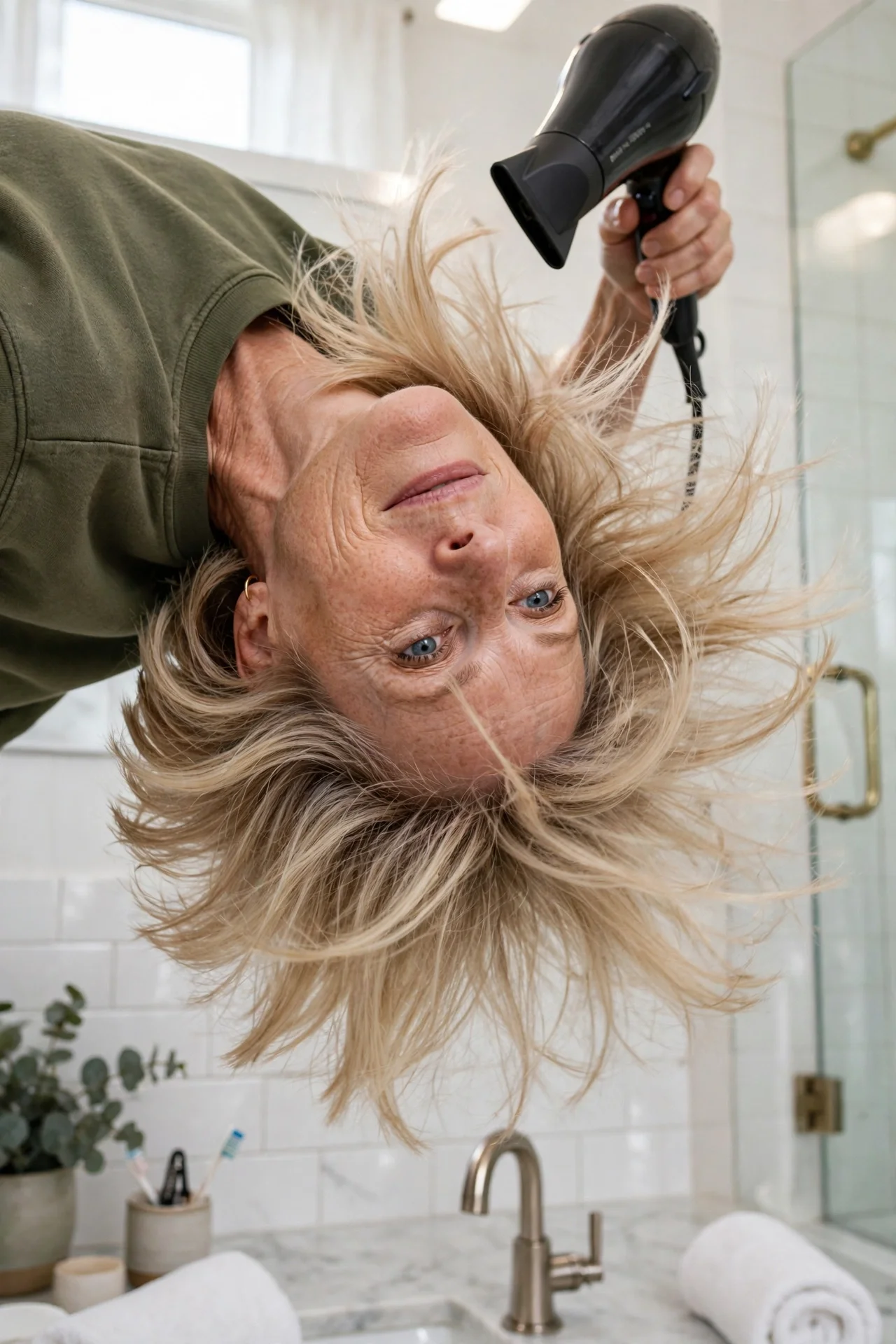 Root lift styling technique for fine hair french bob