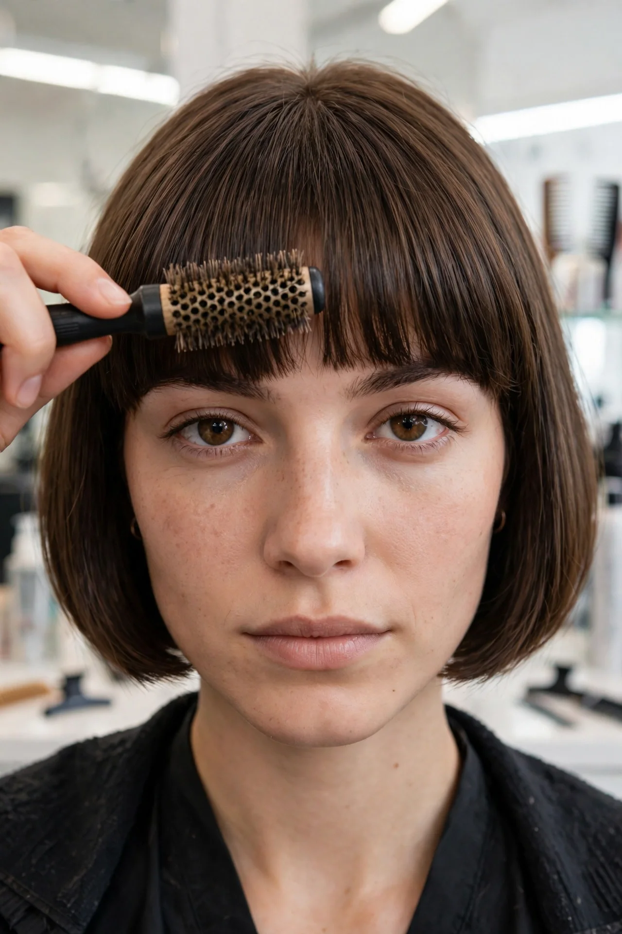 Styling french bob bangs as a separate zone