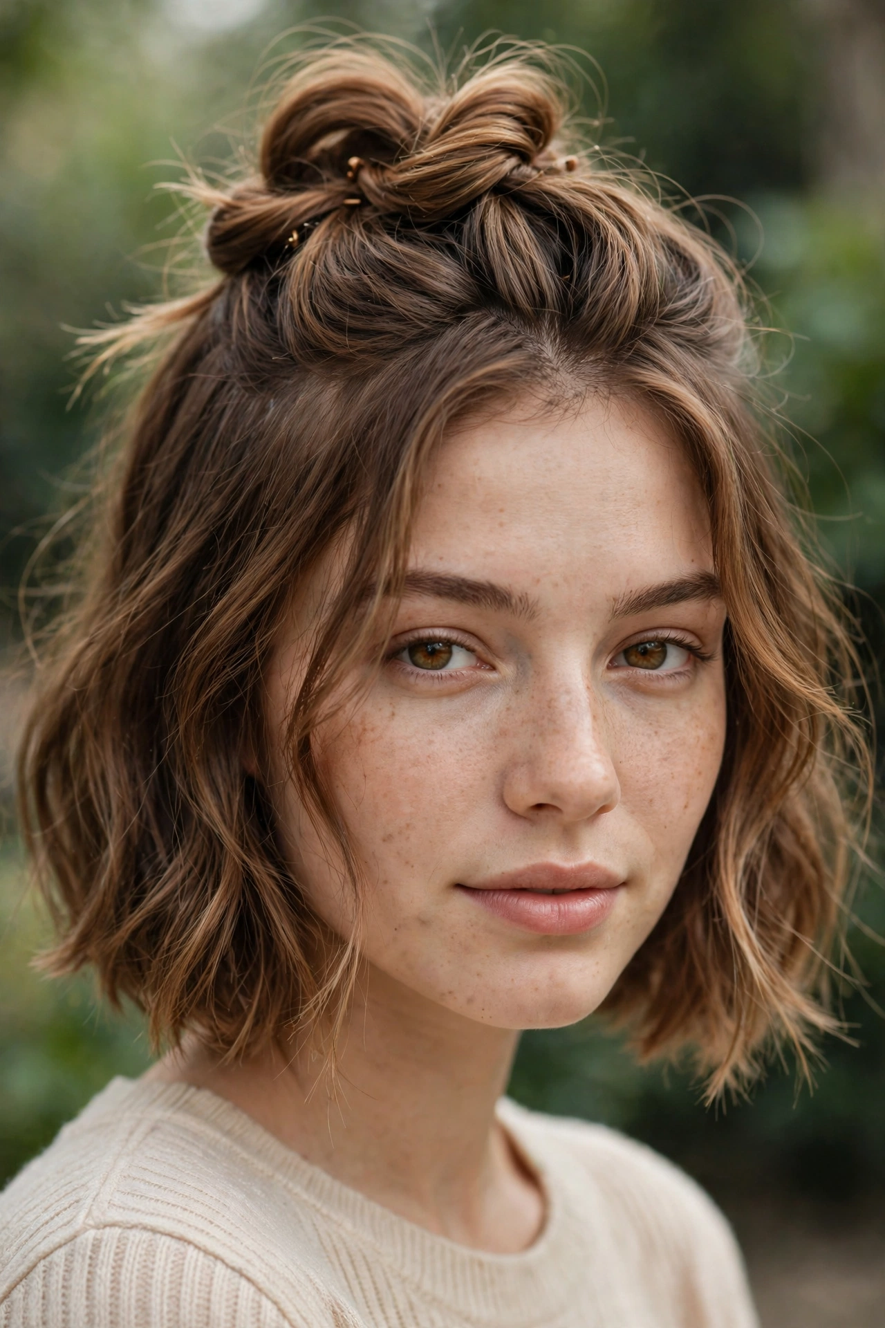 Half up twist on a bob, casual pretty style